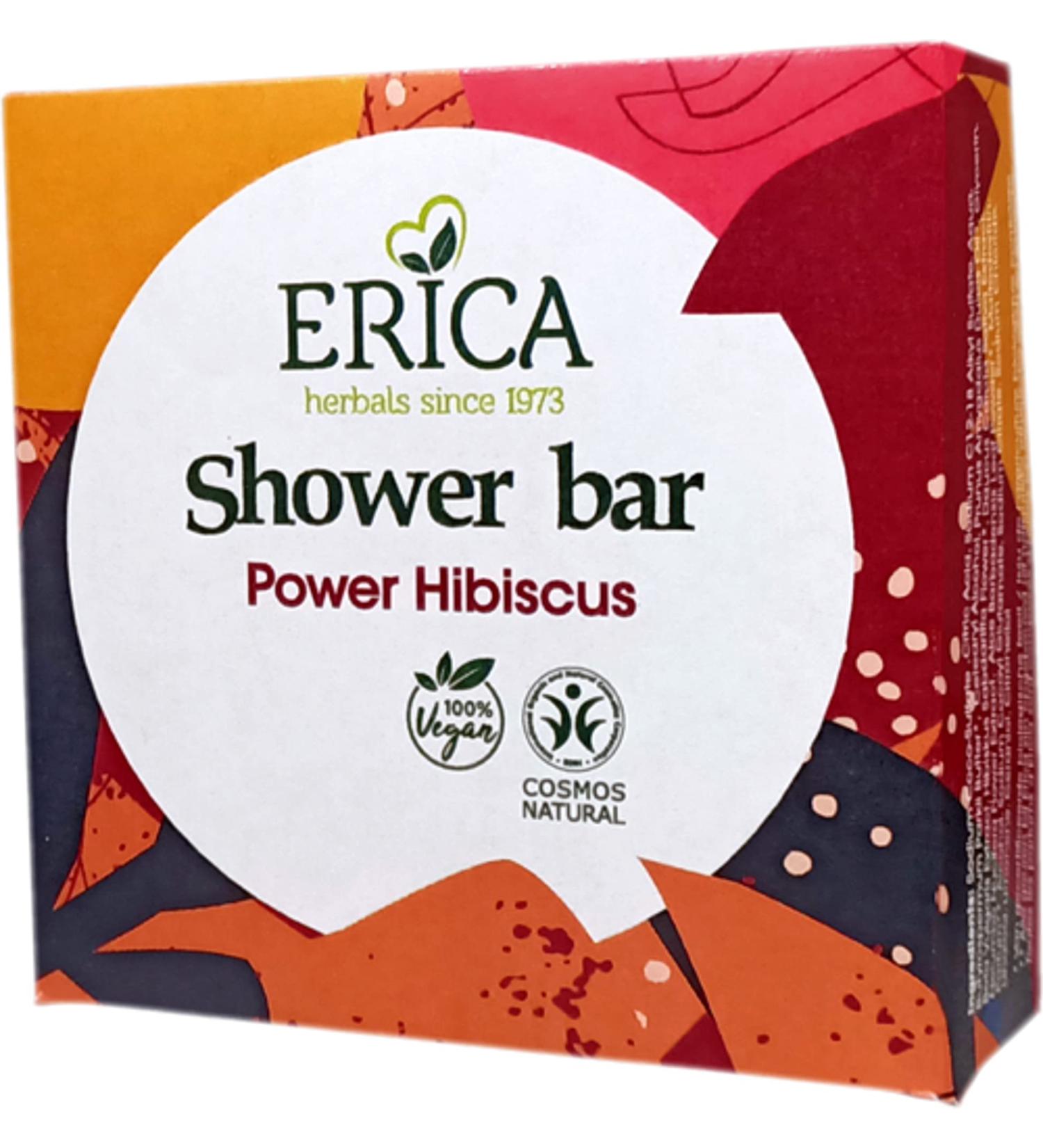 Erica - Shower Bar Power Hibiscus with nourishing shea butter sweet almond oil and aloe vera extract - 95 grams - 1 piece of power hibiscus (hibiscus)