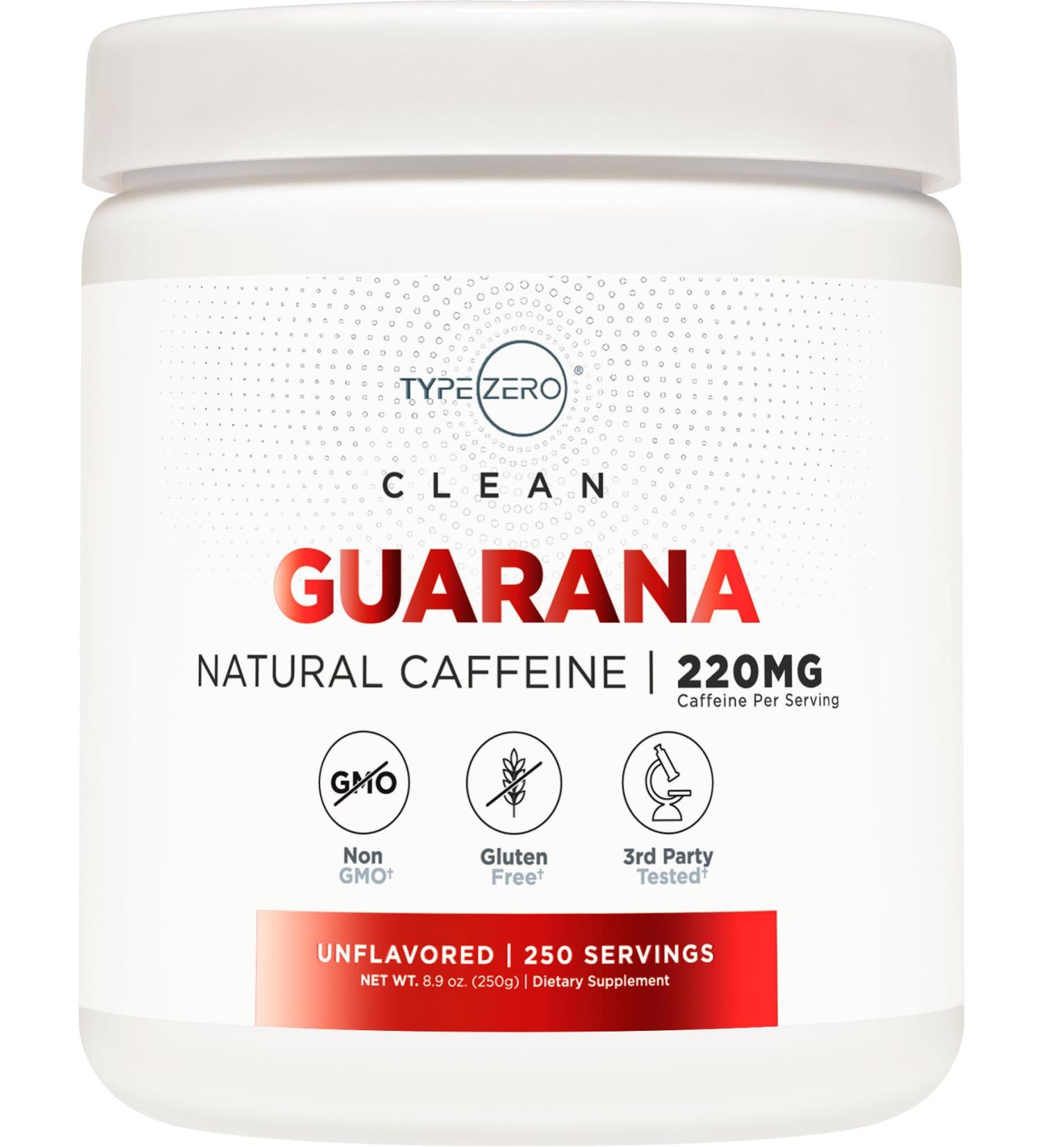 Type Zero Clean Guarana Powder Drink Mix - 250 Servings 220mg Natural Caffeine Non-GMO Gluten-Free - Buy Online on GoSupps.com
