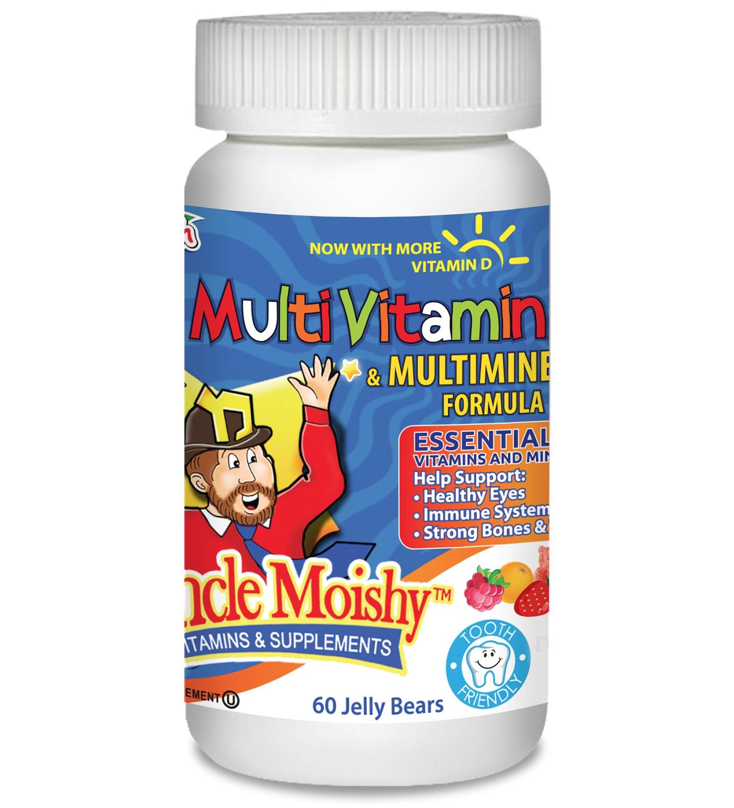 SIXNE Uncle Moishy Kosher Childrens Multi-Vitamin Mineral Jellies with Choline 60 Jellies