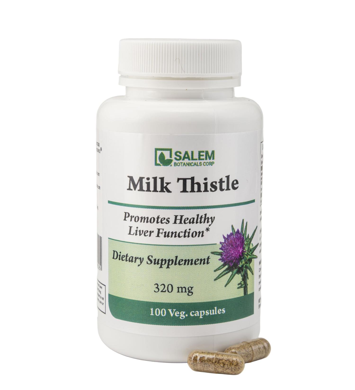Salem Botanicals Milk Thistle Capsules - Liver Detox & Regeneration Support | 80% Silymarin Standardized Extract 100 Capsules