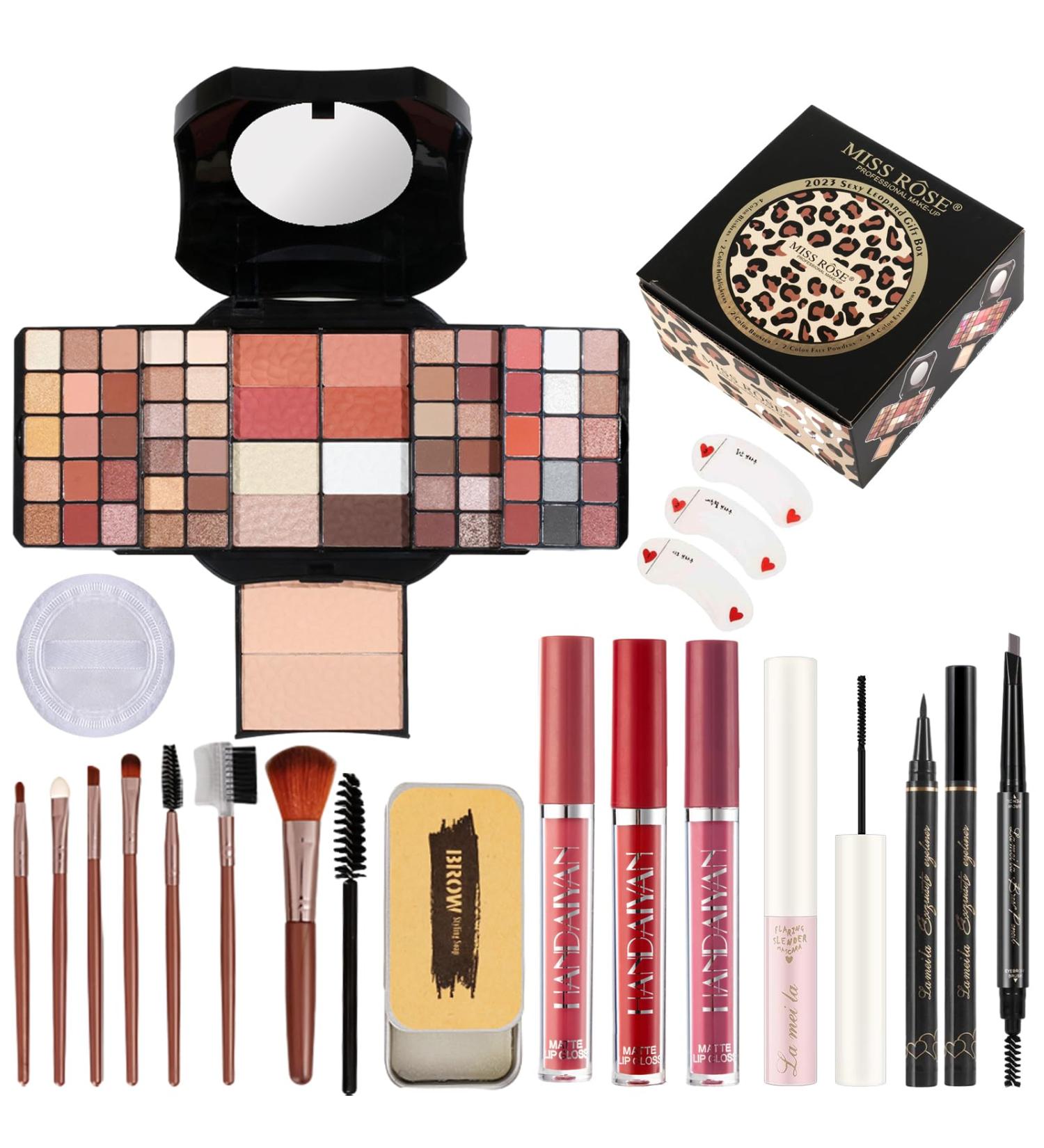 All-in-One Makeup Kit for Women: 54 Color Eyeshadow Palette Eyeliner Mascara Brushes & Lipstick - Shop Internationally - Buy Online on GoSupps.com
