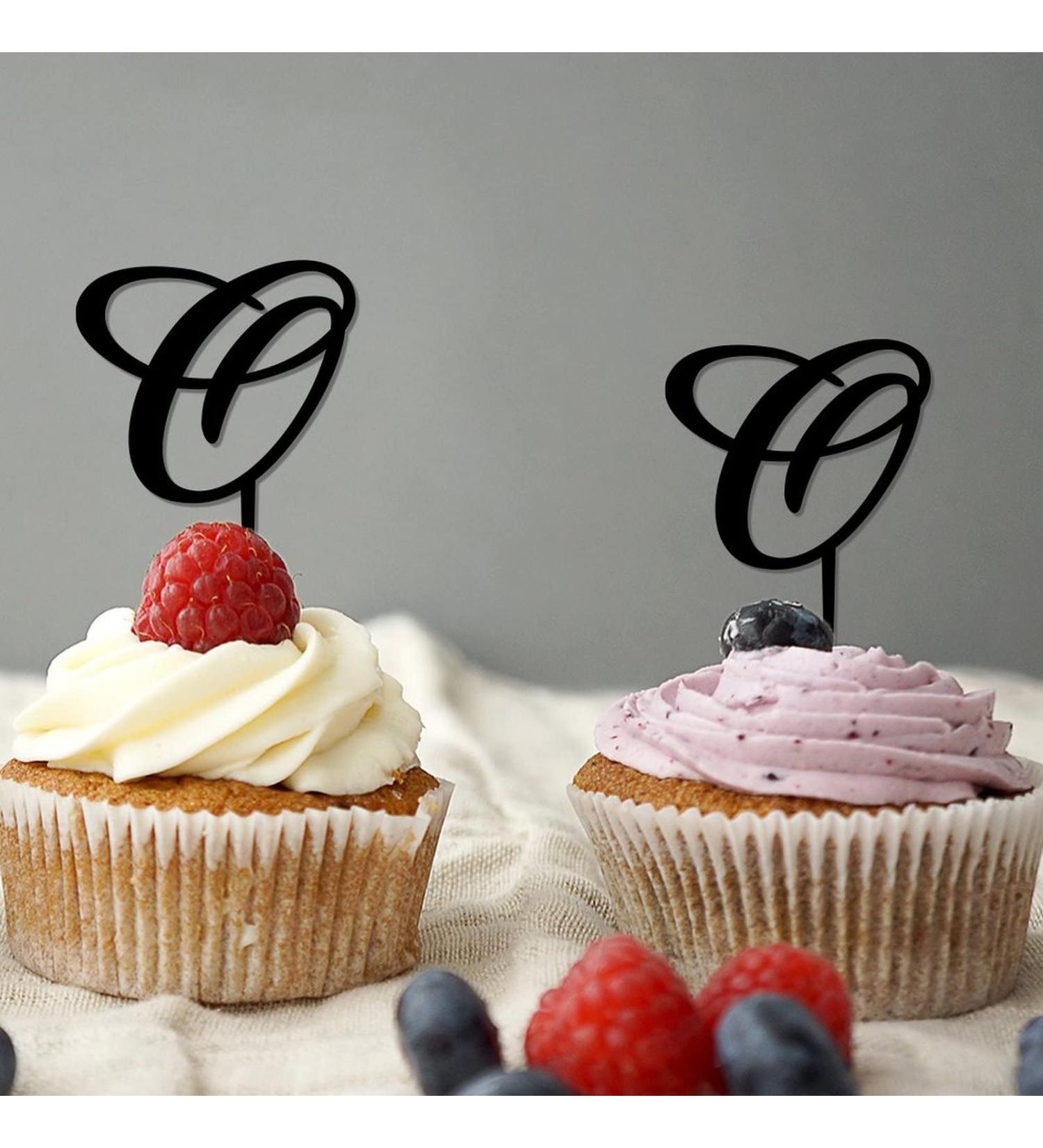 Monogram Letter O Cupcake Toppers Initial Single Letter Name For Wedding Anniversary Party Favors Retro Reusable Branches Leaf Customize Your Own Cupcake Toppers Engagement Gifts 6PCS Style-3 - Buy Online on GoSupps.com