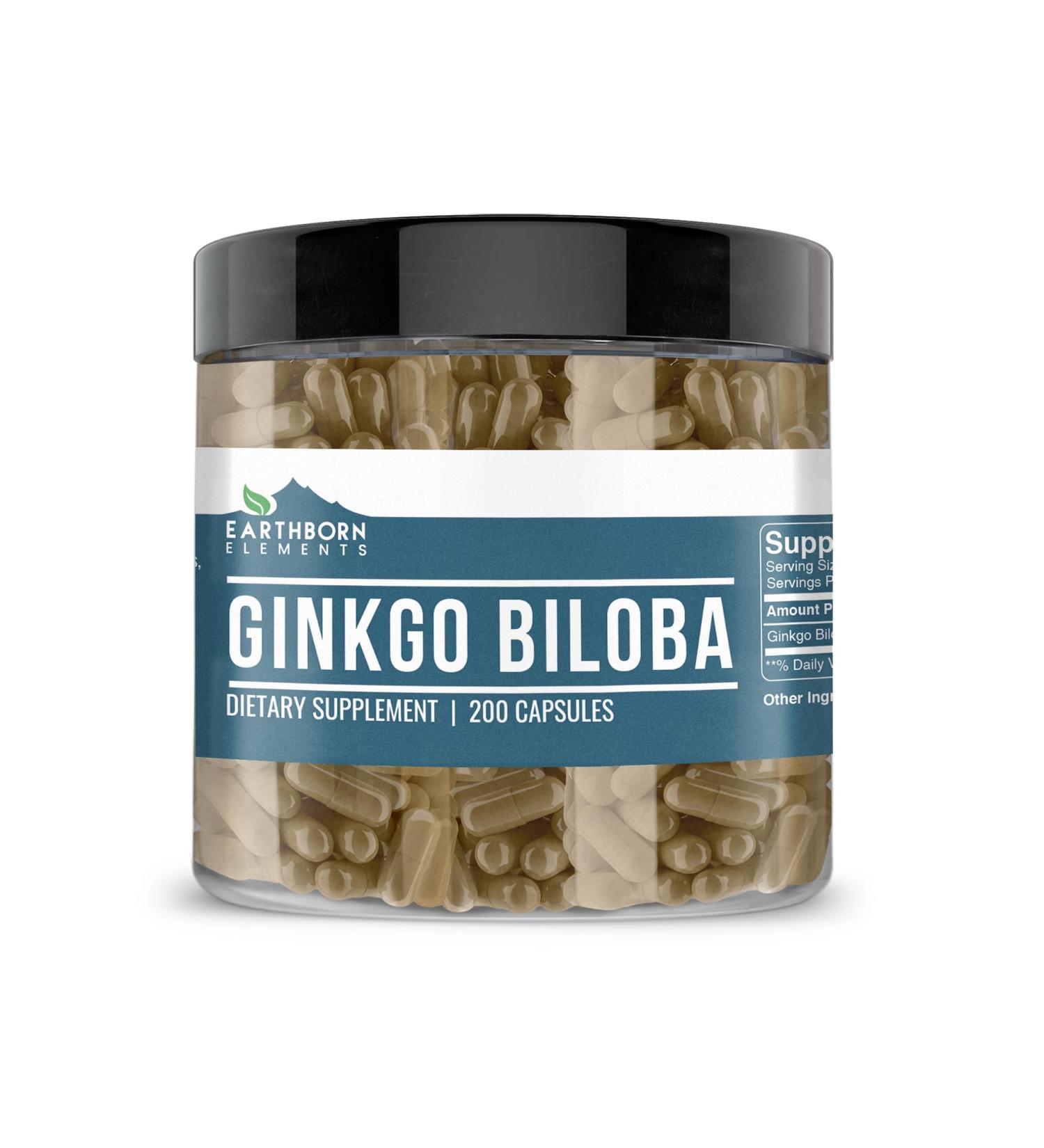 Earthborn Elements Ginkgo Biloba 200 Capsules Pure & Undiluted No Additives 200 Count (Pack of 1) - Buy Online on GoSupps.com