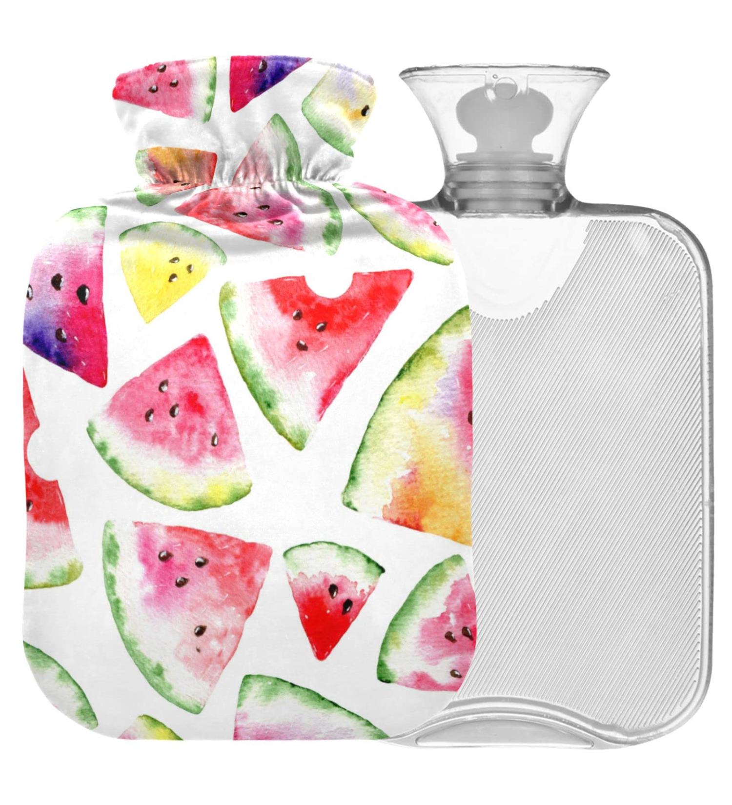 NAANLE Colorful Watermelon Heat Bottle - 1L Transparent Hot Water Bottle for Pain Relief Bed Hand & Feet - Perfect for Heat & Cold Therapy - Buy Online on GoSupps.com