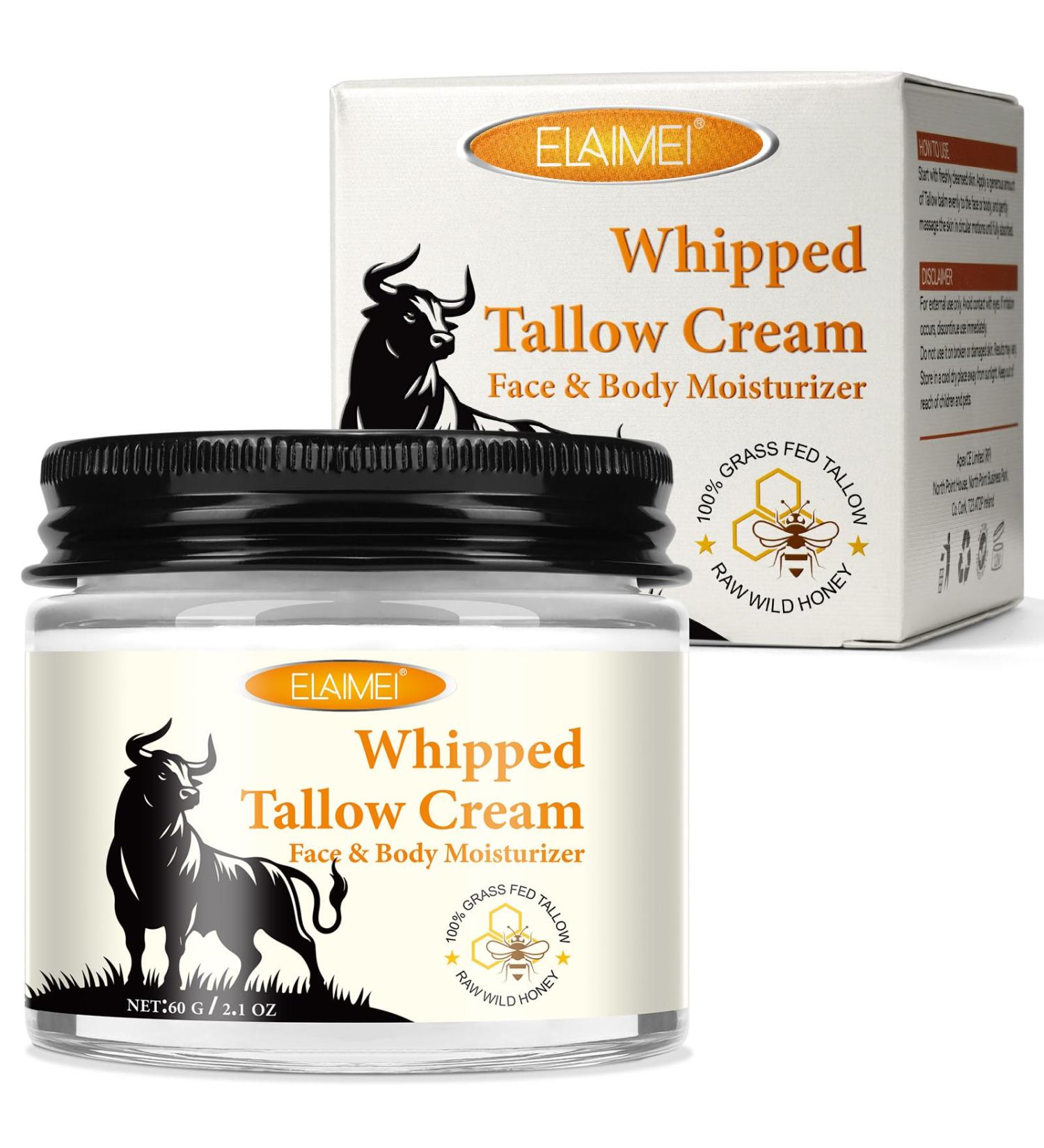 Beef Tallow for Skin Tallow Face Moisturizer Tallow and Honey Balm Organic Grass-Fed Whipped Beef Tallow and Honey Cream Deeply Moisturizing for Face & Body Suitable for Dry & Aging Skin 2.1 oz - Buy Online on GoSupps.com