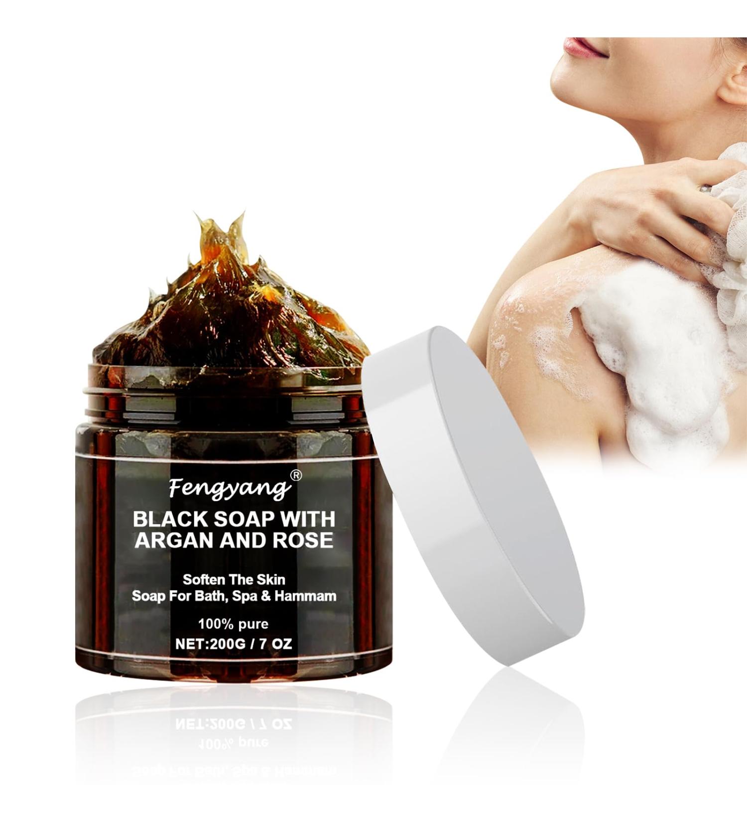 Fengyang Black Soap Exfoliating Body Soap Body Scrub Soft Skin Exfoliating Body Wash Moisturizing and Nourishing Purifying Deep Exfoliation - Buy Online on GoSupps.com