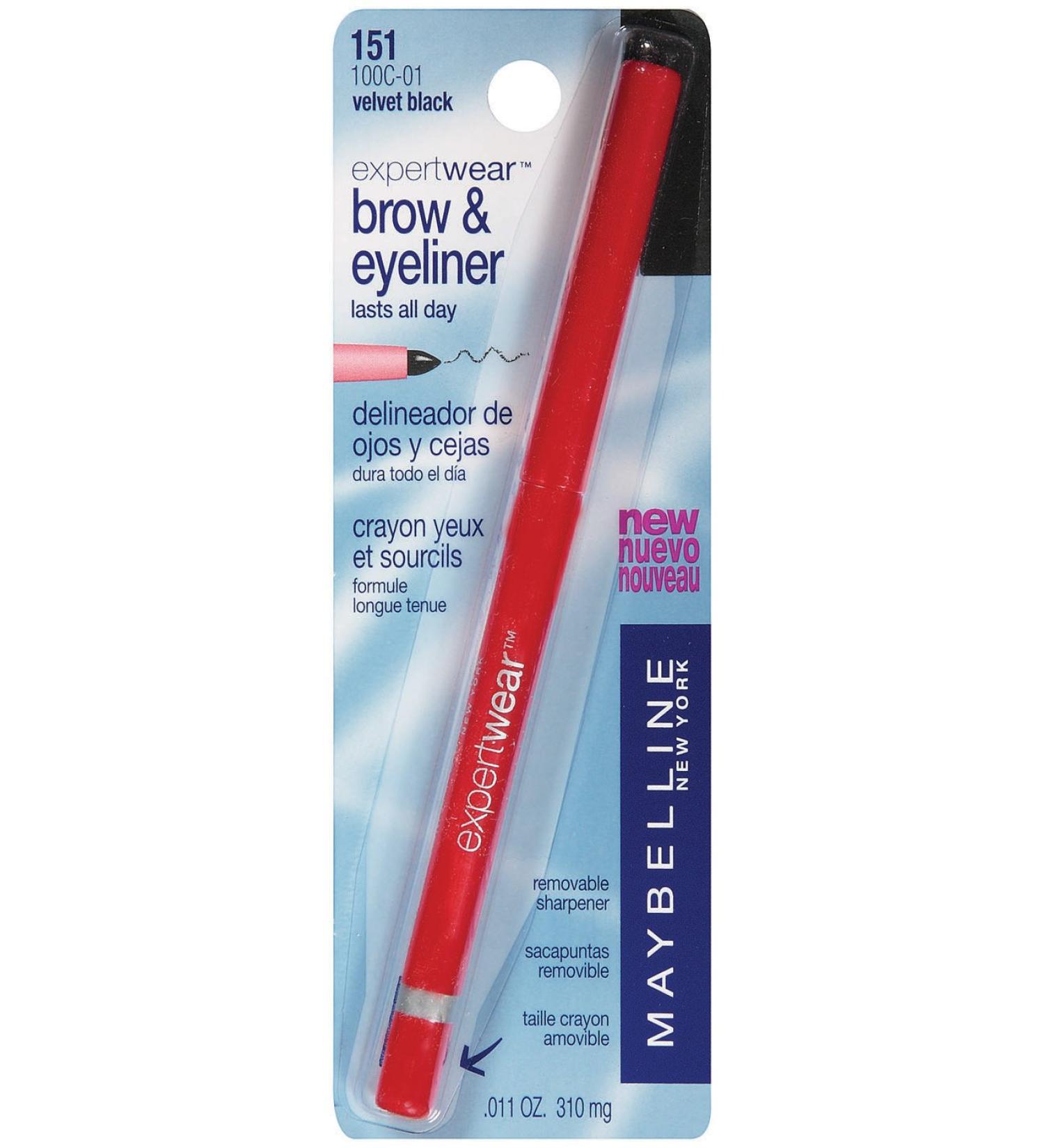 Maybelline Expert Wear Brow & Eyeliner Pencil  Velvet Black  0.01 oz. 151 Velvet Black