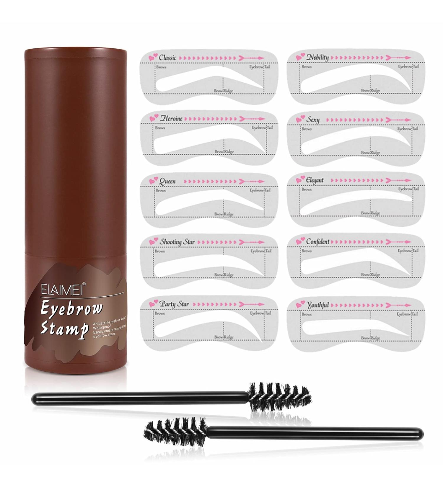 Eyebrow Stamp Shaping Kit - Waterproof Brow Stamp with 10 Reusable Templates for Perfect Eyebrows - Buy Online on GoSupps.com