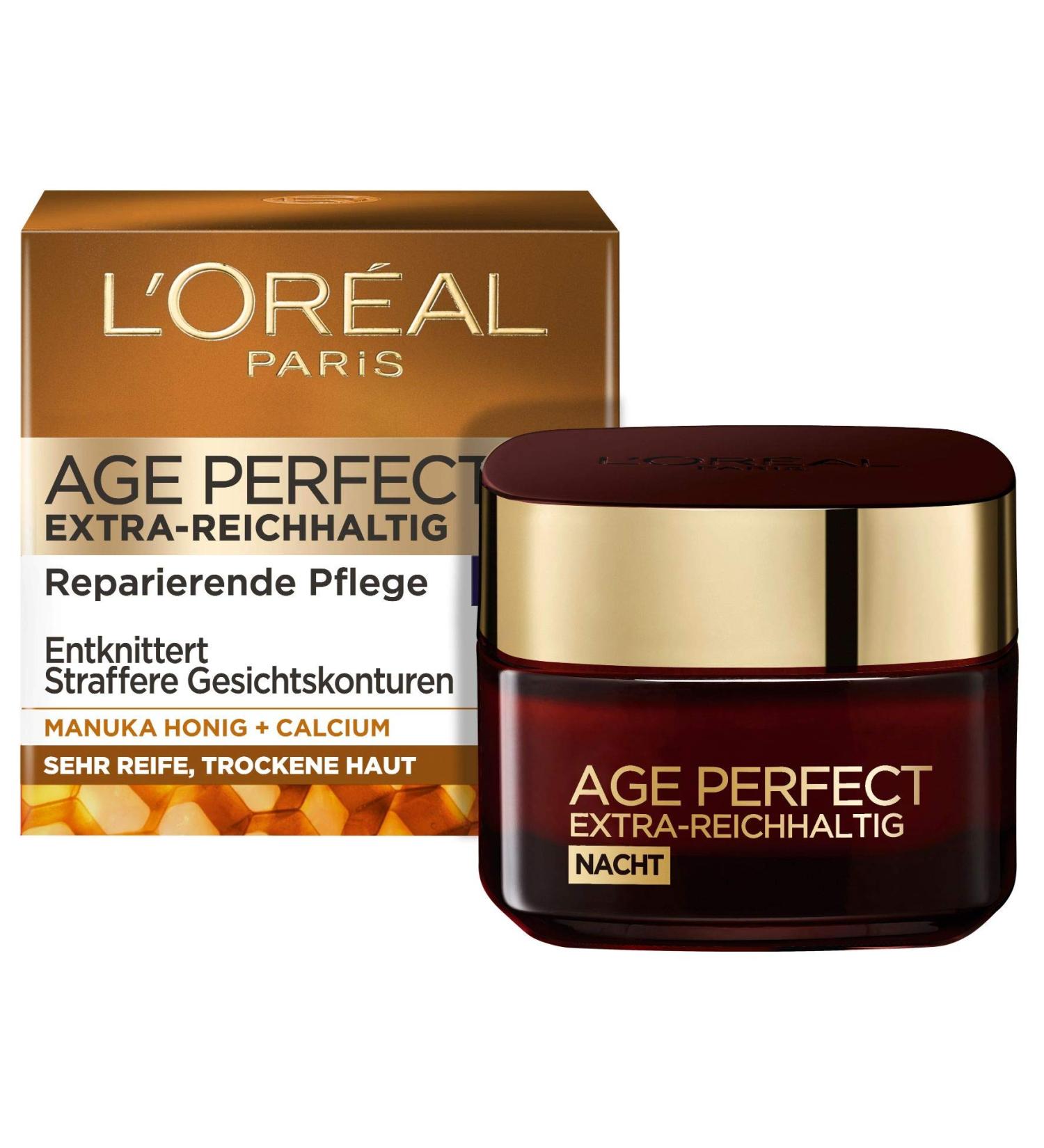 L'Or al Paris Age Perfect Night Care - Extra-Rich Anti-Aging Facial Moisturizer with Manuka Honey & Calcium for Dry Skin - 50ml - Buy Online on GoSupps.com