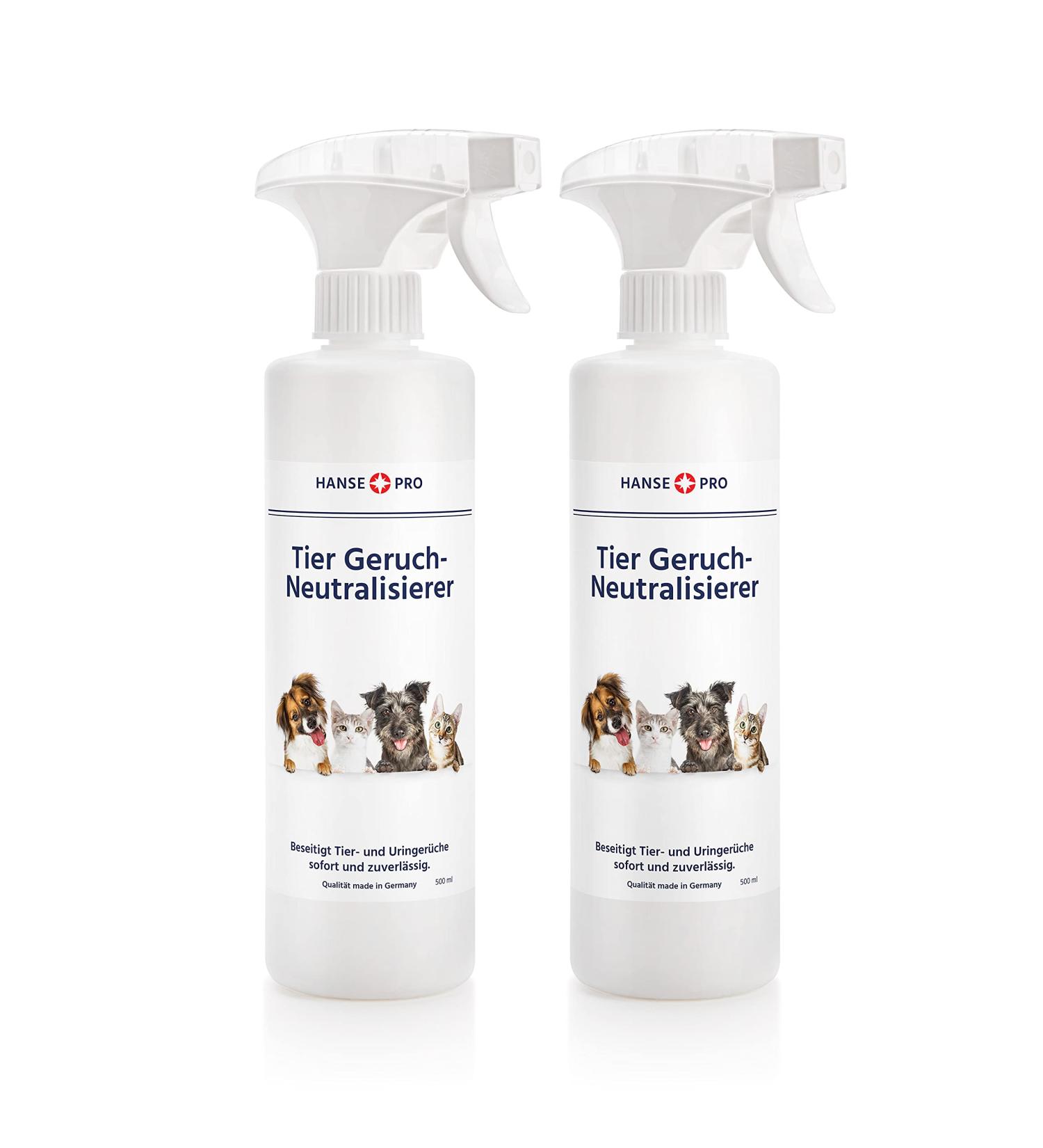 Hansepro Animal Odor Neutralizer - 2 x 500 ml | Effective Odor Remover & Stain Killer for Cat & Dog Urine | Eliminate Pet Smells Internationally - Buy Online on GoSupps.com