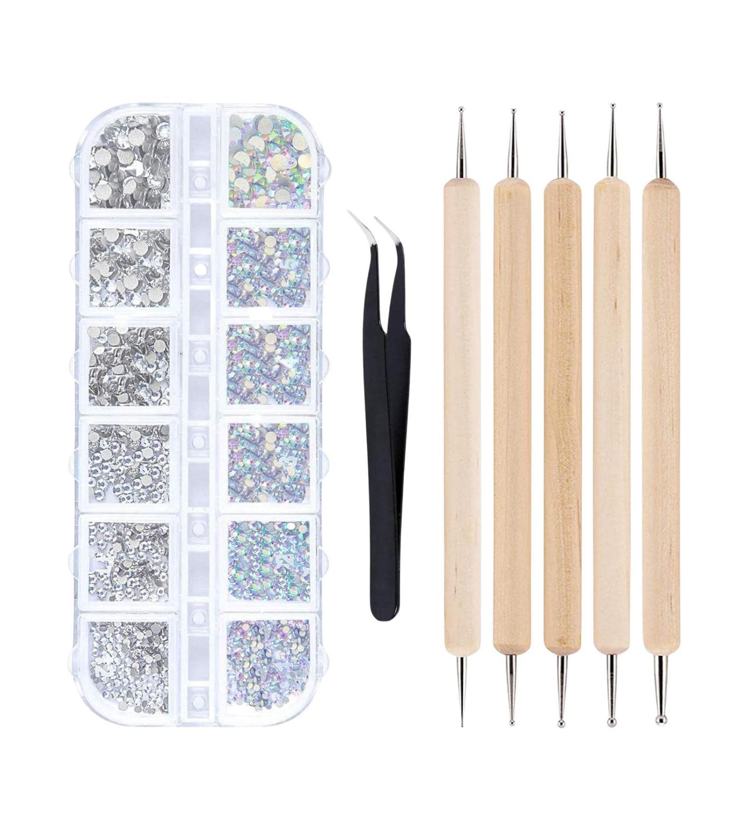 Adawd Flatback-Strass Stones for Handicrafts - 1440 Gemstones & Crystals Nail Stones in Various Sizes with Tweezers - Perfect for DIY Projects - Buy Online on GoSupps.com