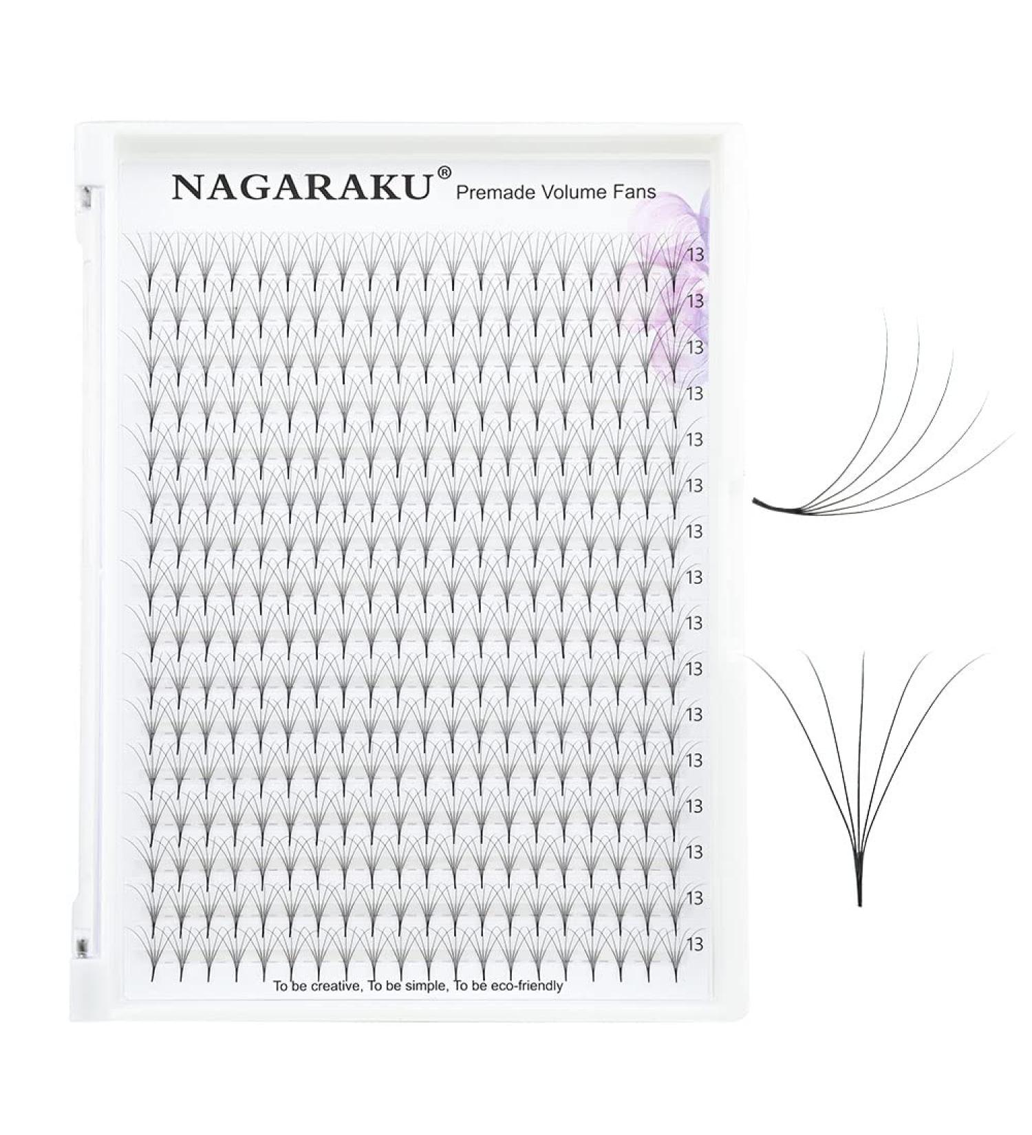 Nagaraku 5D Volume Eyelash Extensions - 320pcs Premade Fans | 0.07mm D Curl 13mm Length | Lightweight & Dense Artificial Eyelashes - Buy Online on GoSupps.com