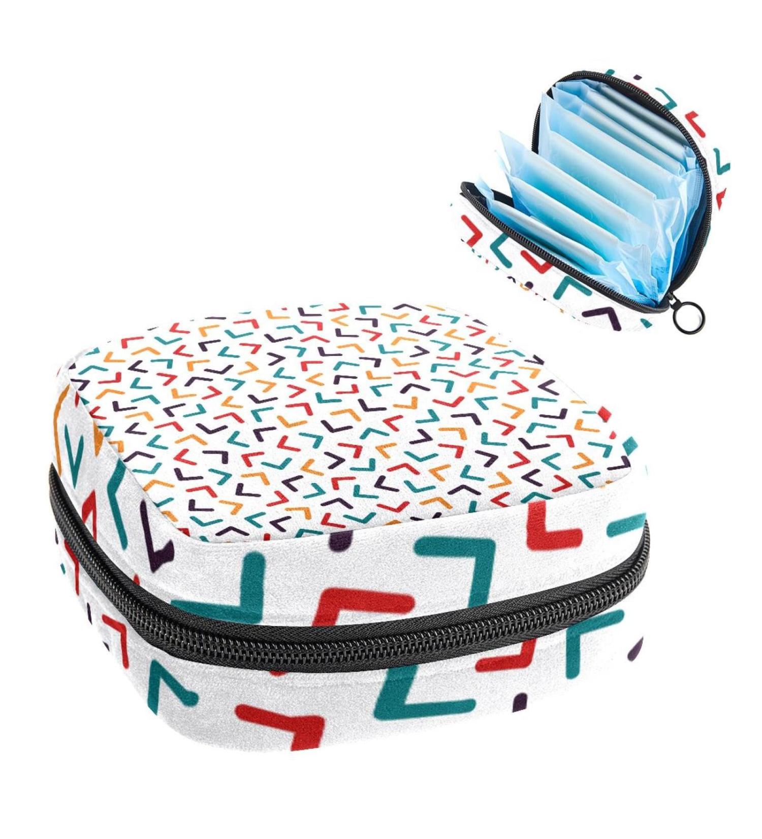 GIAPB Period Bag - Colorful Lines Cartoon Art Color2741 | Sanitary Napkin Storage & Travel Makeup Pouch - Buy Online on GoSupps.com