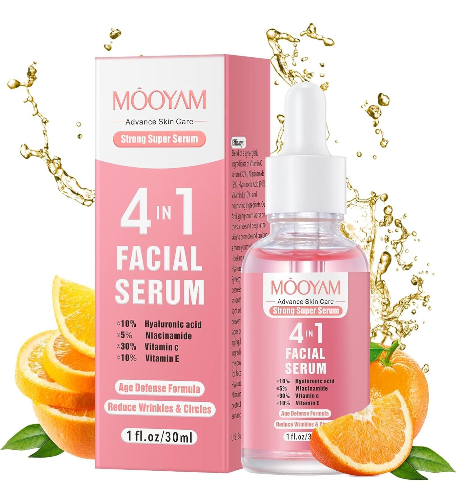 Vitamin C Face Serum - Hydrating Anti-Aging Brightening Serum with Hyaluronic Acid & Niacinamide for All Skin Types - 30ml - Buy Online on GoSupps.com