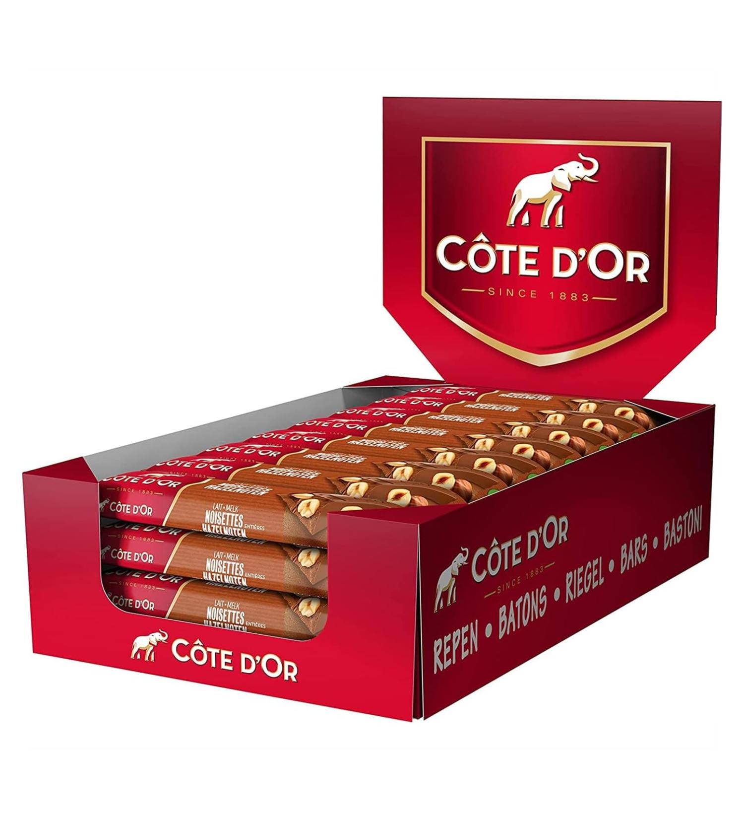 C te d'Or - Milk Chocolate and Whole Hazelnut Stick - Chocolate Bars with Cocoa 100% Sustainable - Display of 32 Bars (45g) - Buy Online on GoSupps.com