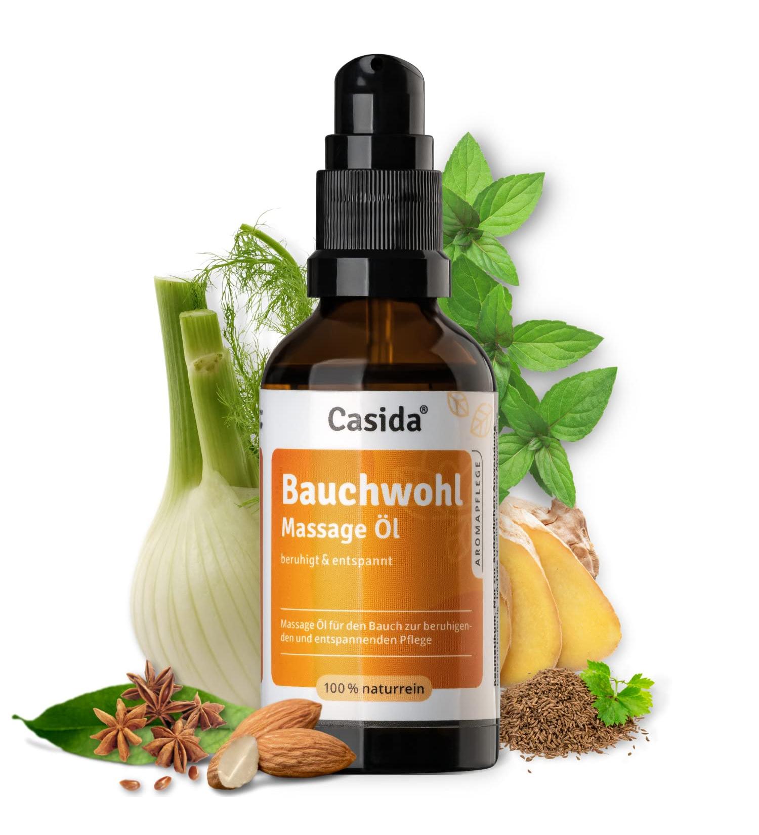 Casida Belly Wellbeing Massage Oil - 100% Natural Soothing Oil for Relaxing Belly Relief - 50 ml - Buy Online on GoSupps.com