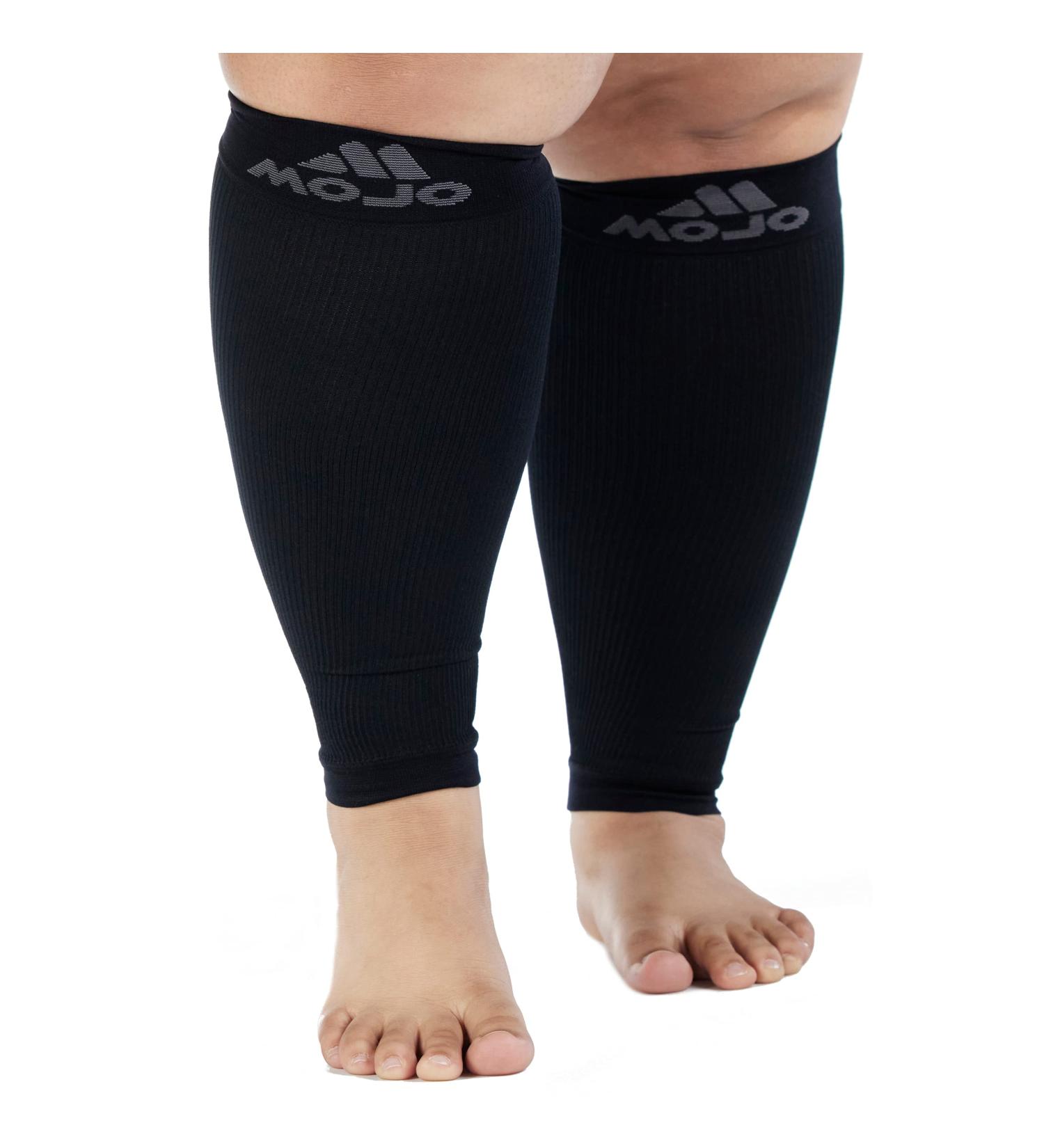 Mojo Compression Calf Sleeves 20-30mmHg - Plus Size 5XL Black - Shin Splint Support - Buy Online on GoSupps.com