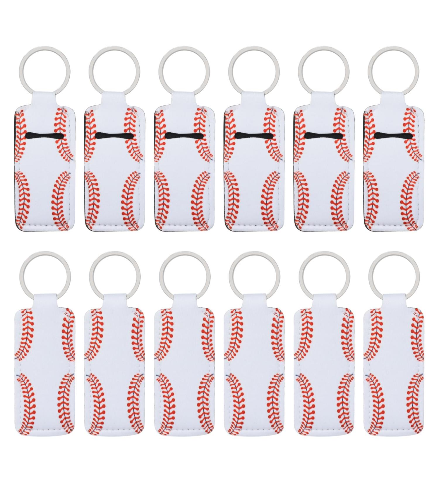 Honbay 12PCS Baseball Pattern Lip Balm & Chapstick Holder Keychain - Stylish Clip-on Sleeve Pouch for Travel & Daily Use with Handbags & Backpacks - Buy Online on GoSupps.com