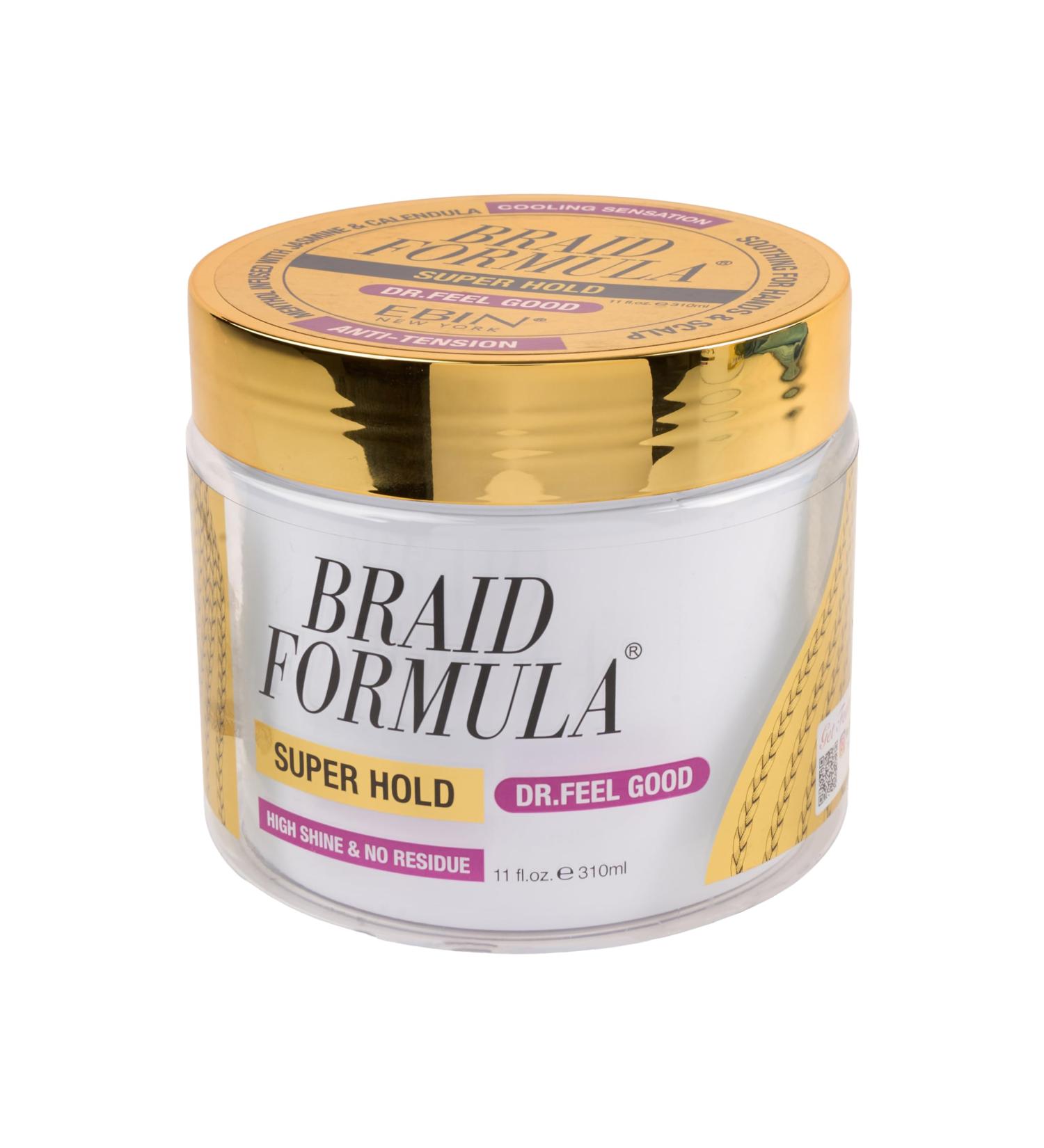 Braid Formula Dr. Feel Good Super Hold 11oz | Menthol Cooling Smoothing Gel for Braids Locks & Twists - Long Lasting High Shine No Residue - Buy Online on GoSupps.com