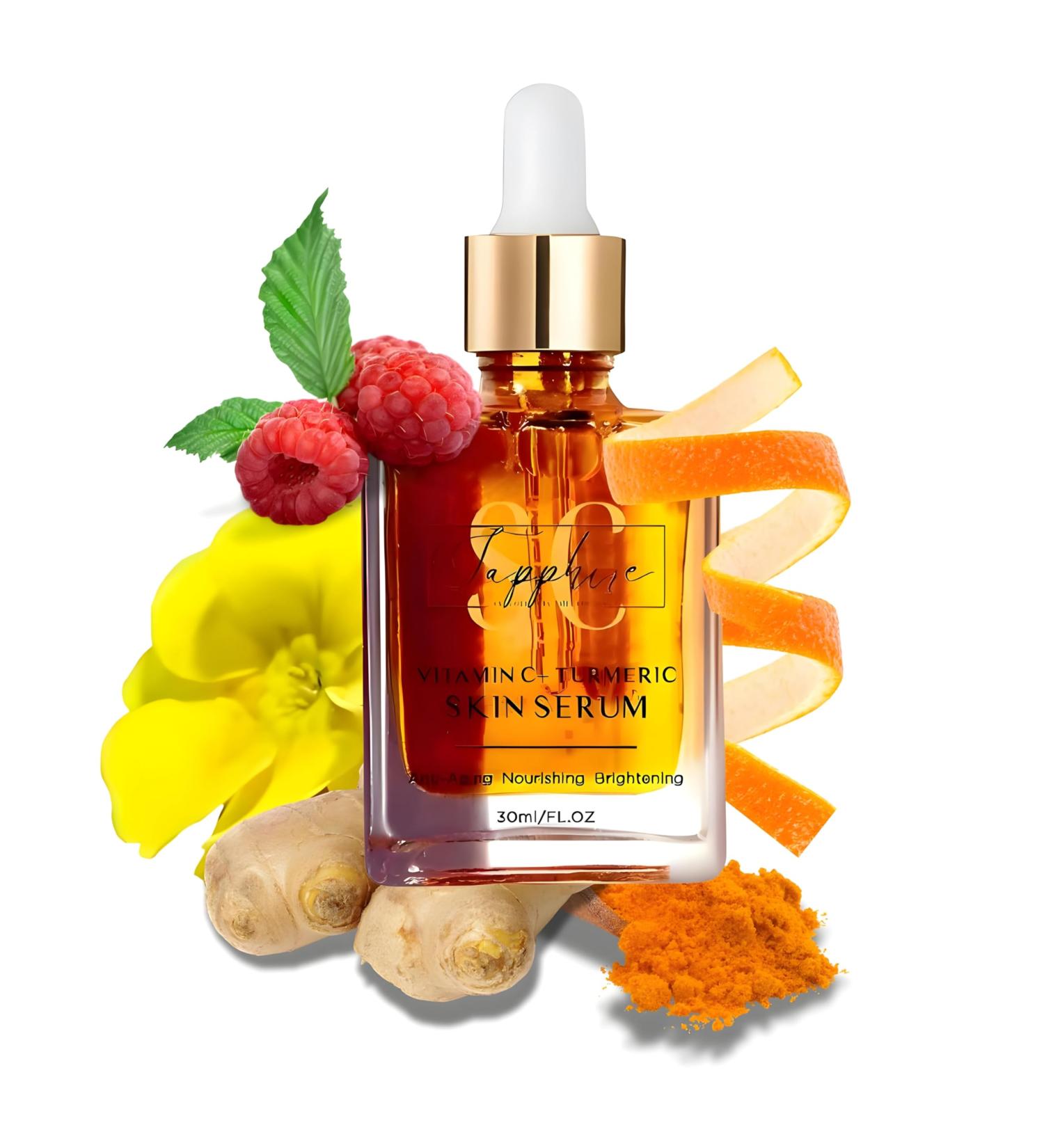 Vitamin C & Turmeric Face Oil Serum - Vegan-Friendly Skin Brightening & Youthful Glow - 20% L-Ascorbic Acid & Amino Acids - Buy Online on GoSupps.com