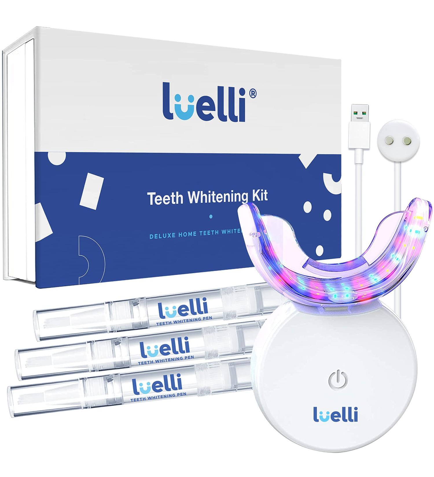 Luelli Professional Teeth Whitening Kit - Enamel Safe, 32 LED Lights, Wireless, 3 Gel Pens - for Sensitive Teeth | Home & Travel - Buy Online on GoSupps.com