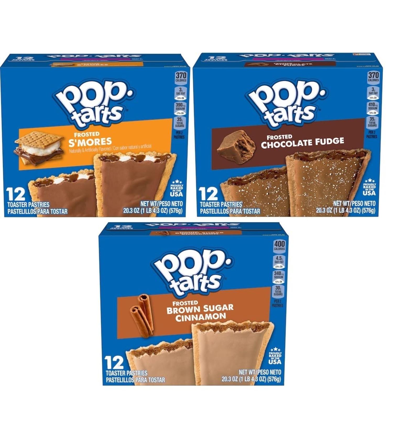 Pop Tarts Frosted Variety Pack - S'mores, Chocolate Fudge, Brown Cinnamon Sugar - 20oz (Pack of 3) with Make Your Day Bag Clip - Buy Online on GoSupps.com
