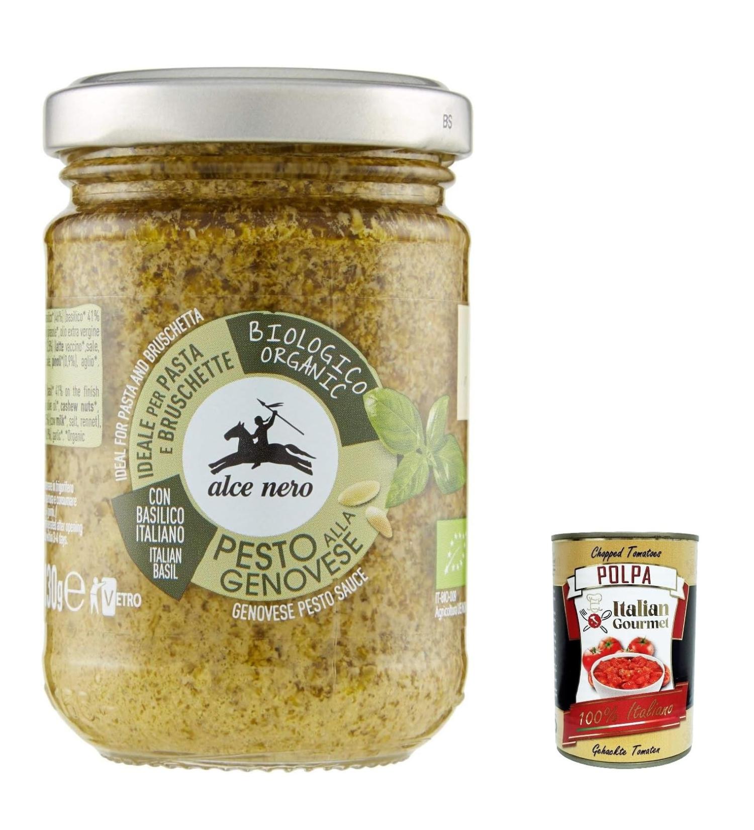  Italian Gourmet E.R. Alce Nero Pesto Genovese 12-pack of gluten-free Italian pasta sauces with 100% sustainably sourced Italian basil and Parmigiano Reggiano 190g + Italian Gourmet polpa 400g - Buy Online on GoSupps.com