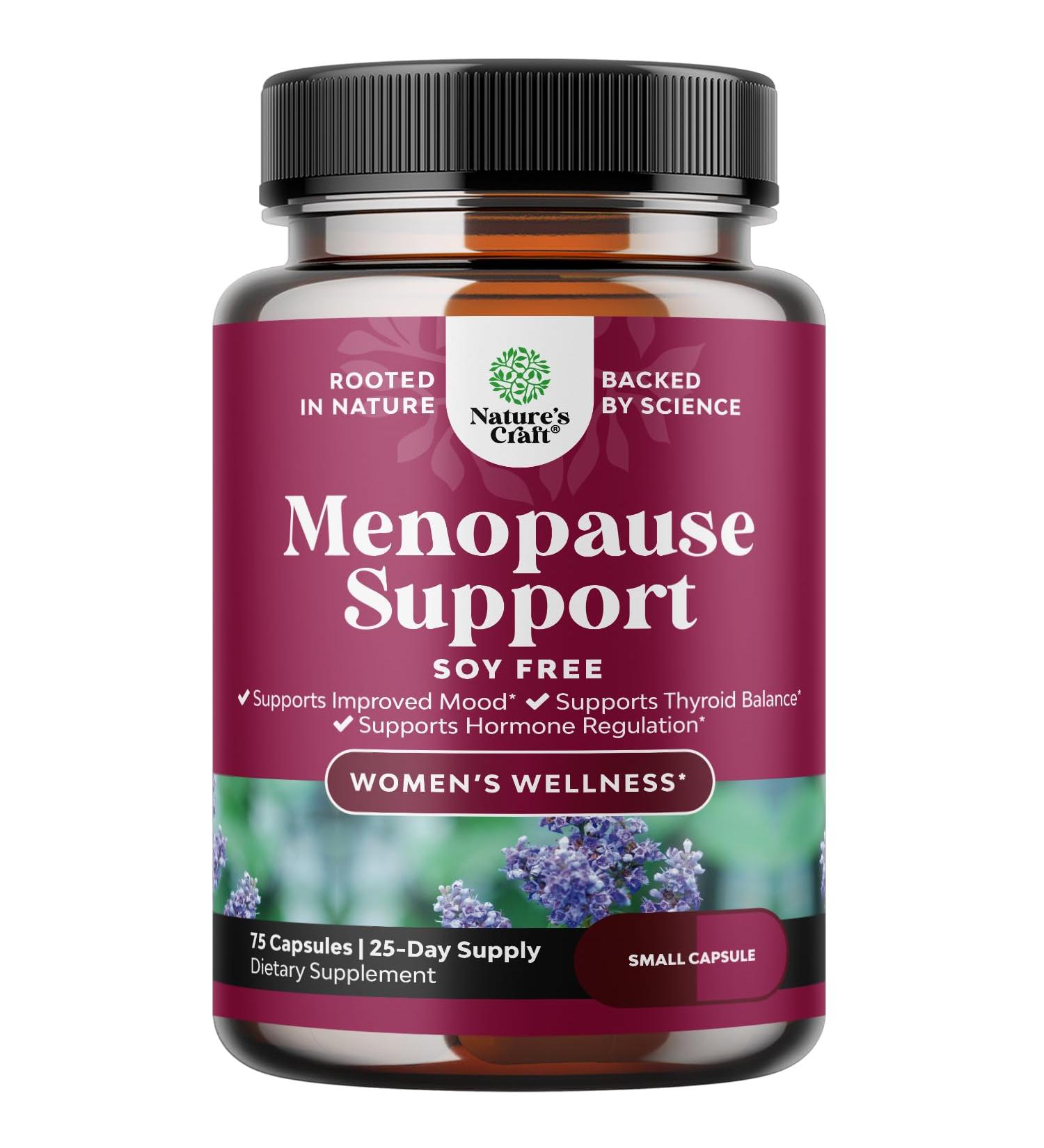 Soy Free Menopause Supplement | Herbal Relief for Night Sweats Hot Flashes & Mood Support - Black Cohosh & Vitex Chaste Berry - Mini Caps for Women - Buy Online on GoSupps.com