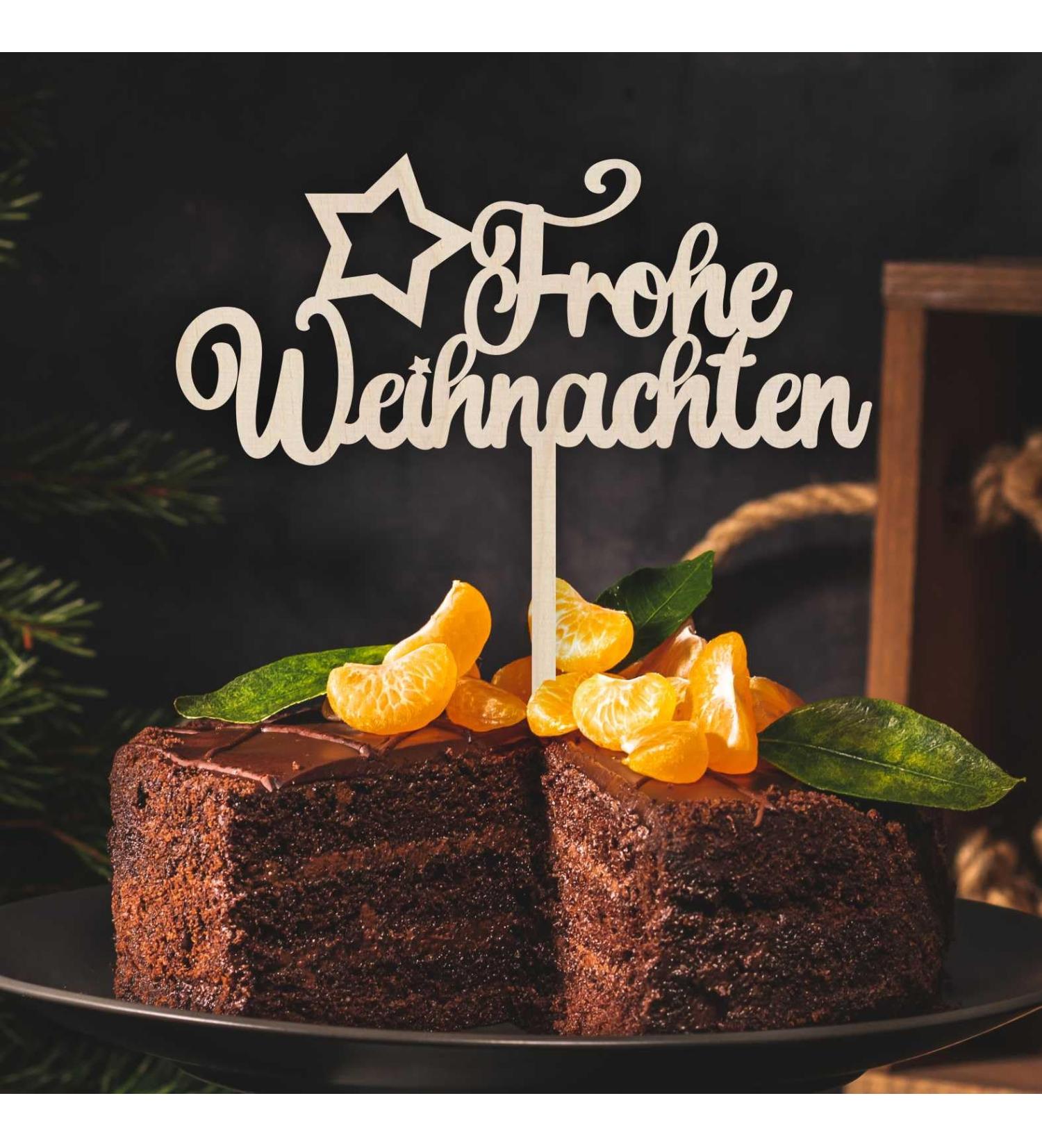 Merry Christmas Star Cake Topper - Wooden Cake Decoration for Christmas Celebrations - Buy Online on GoSupps.com