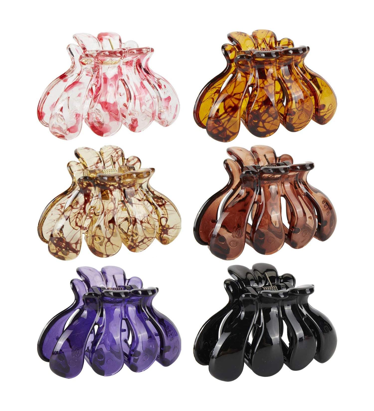 6 Pack Clear Tortoise Shell Leopard Hair Claw Clips for Women - Decorative Hair Barrettes for Thin & Thick Hair - Buy Online on GoSupps.com