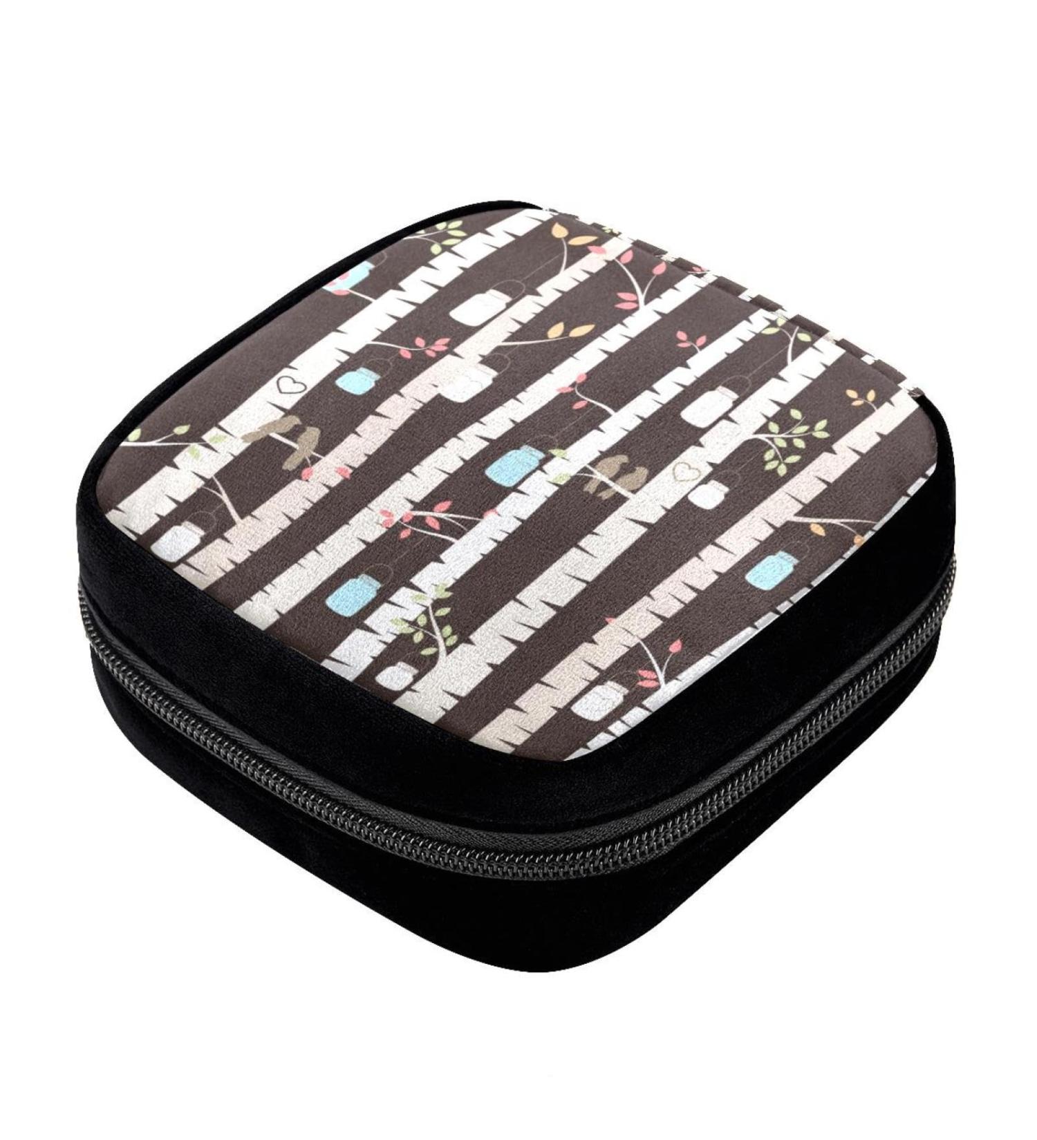 GIAPB Period Bag - Sanitary Napkin Storage & Makeup Pouch | Birch Trees Love Birds - Color1573 - Buy Online on GoSupps.com