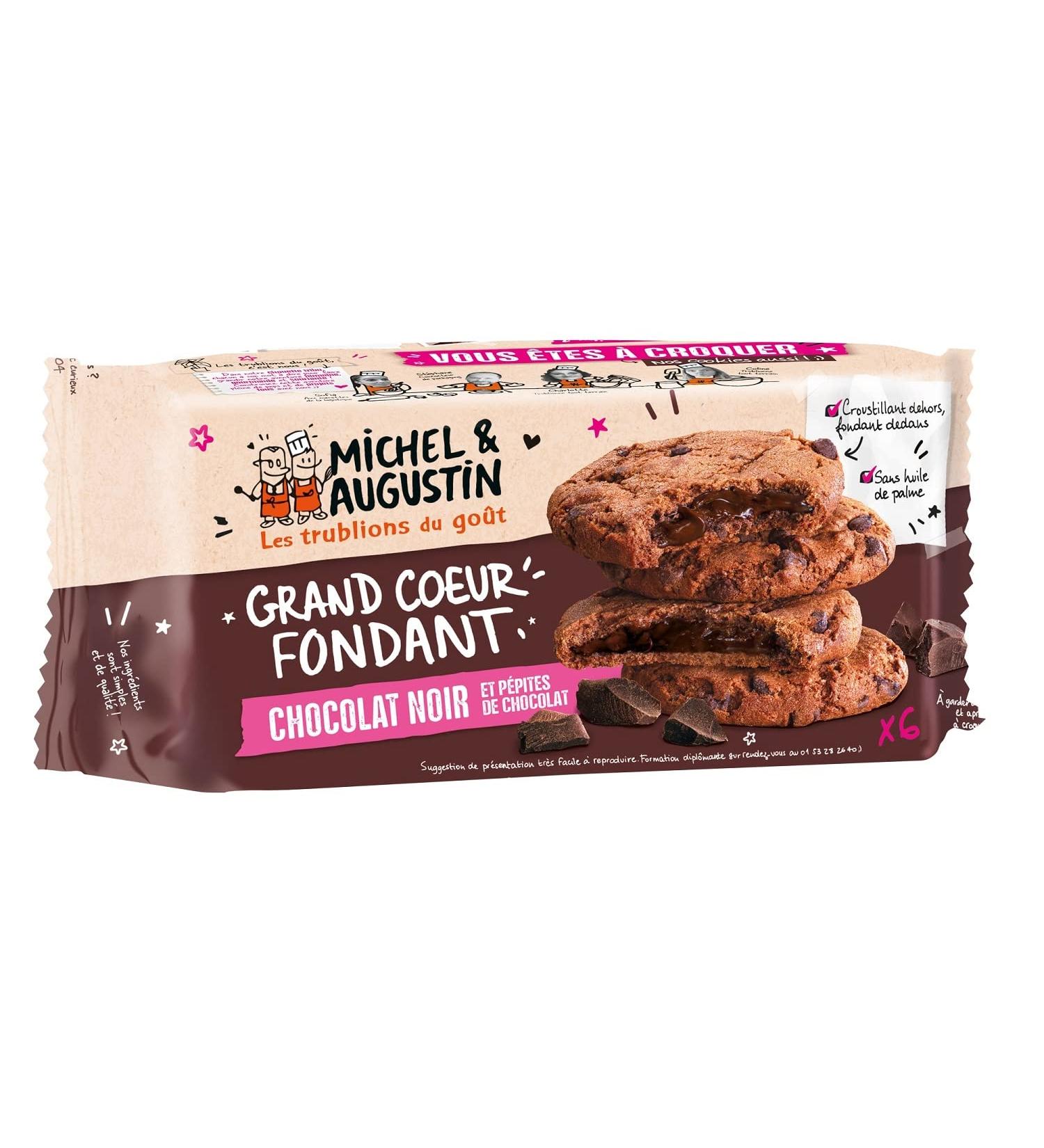 Michel et Augustin - Heart Cookies Fondant with Dark Chocolate and Chocolate Chips - Heart Cookies Fondant - 180g Set of 3 - Buy Online on GoSupps.com