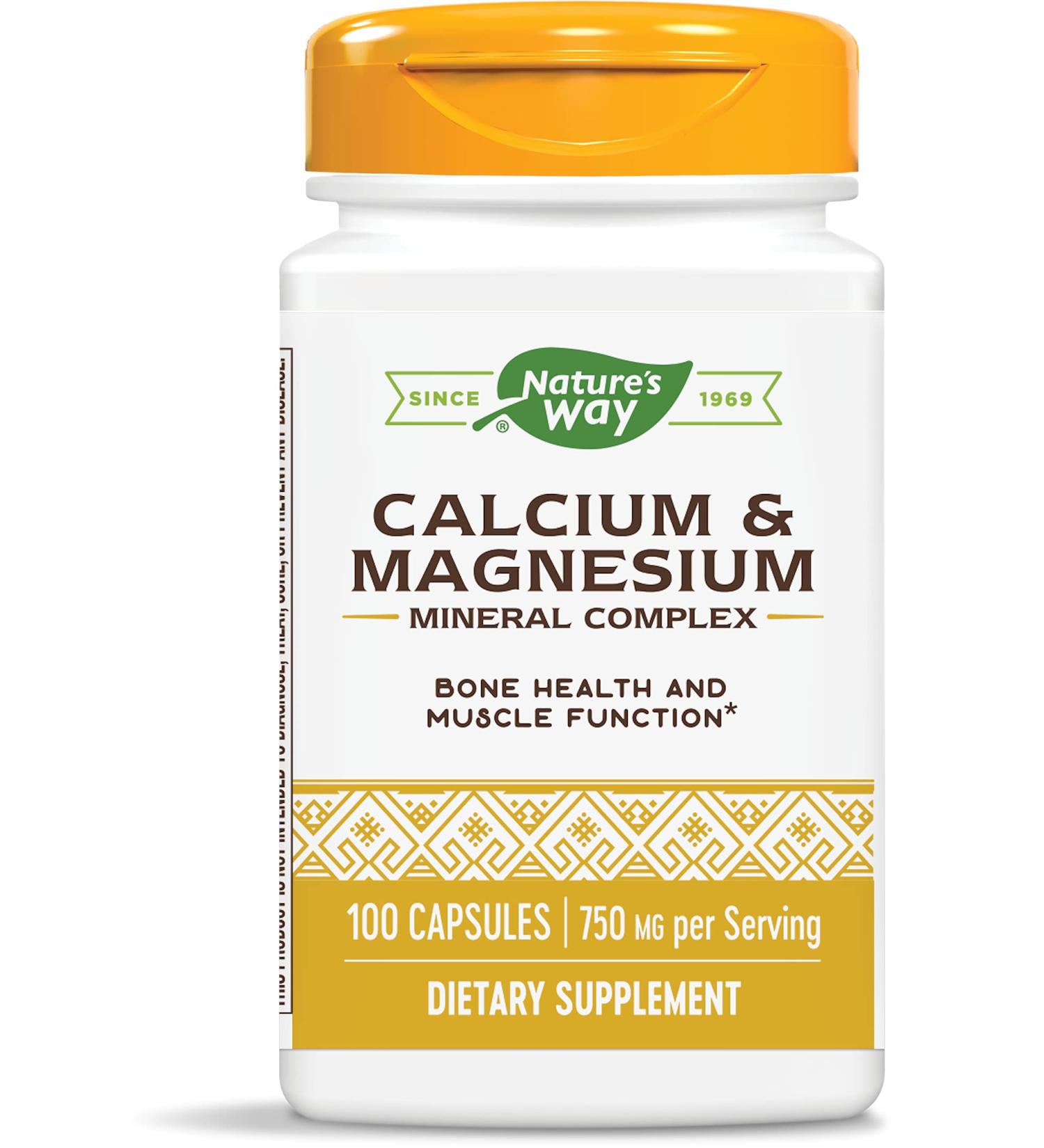 Nature's Way Calcium & Magnesium Mineral Complex - Bone Health Support - 750mg - 100 Capsules - Buy Online on GoSupps.com
