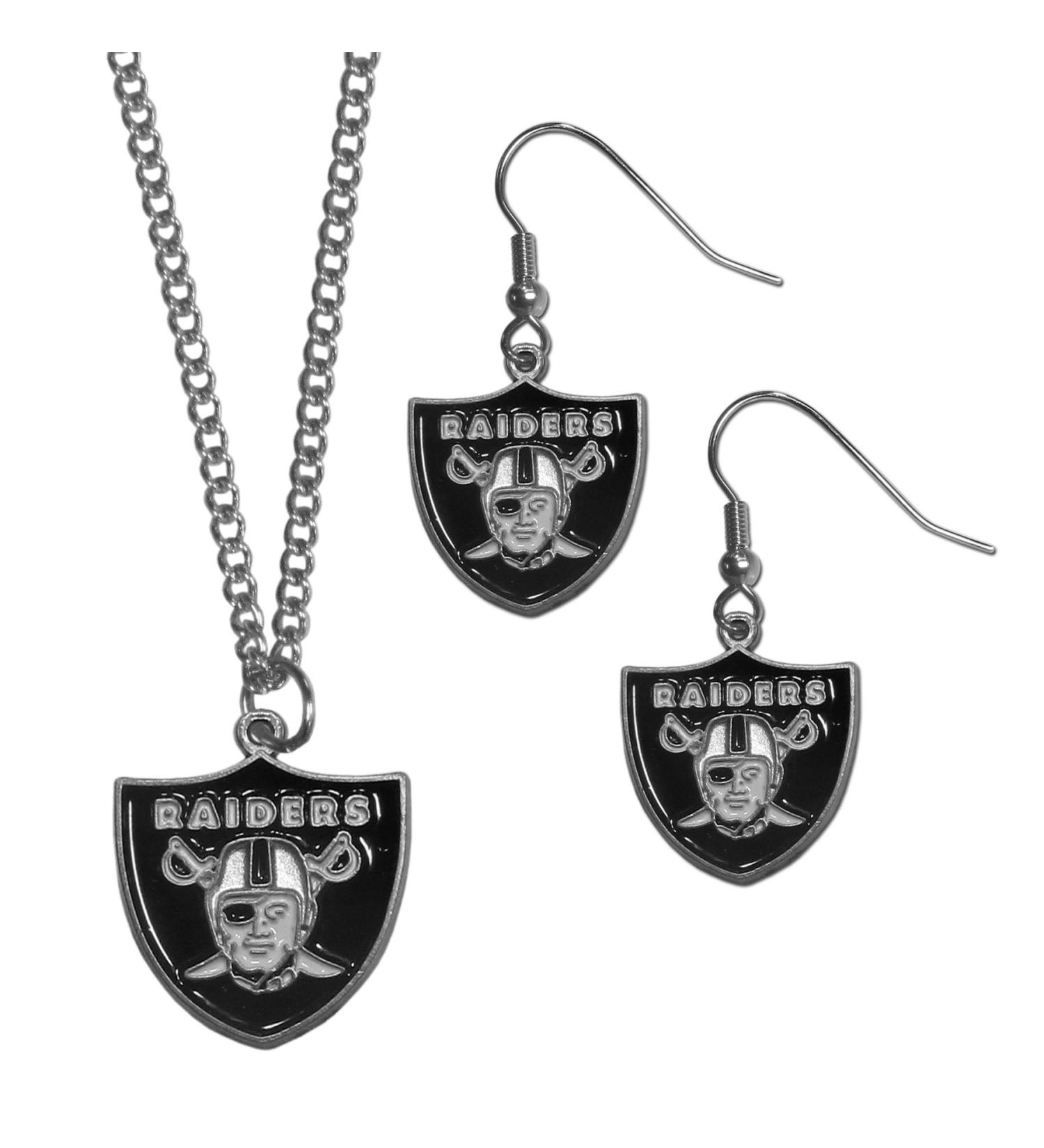 NFL Siskiyou Sports Womens Las Vegas Raiders Dangle Earrings and Chain Necklace Set One Size Team Color