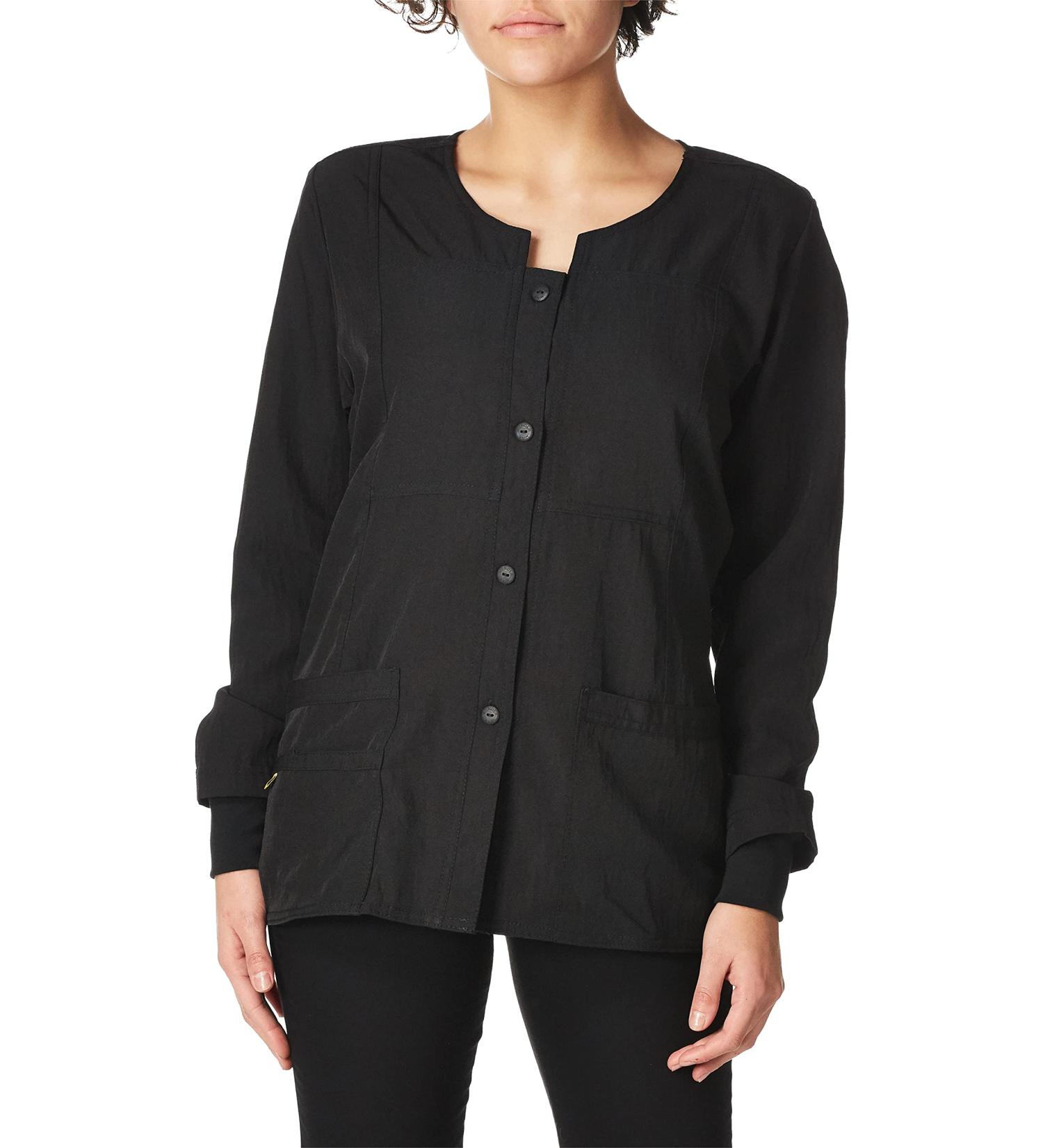 WonderWink Women's Four Way Stretch Snap Jacket - X-Large, Black - Buy Online on GoSupps.com
