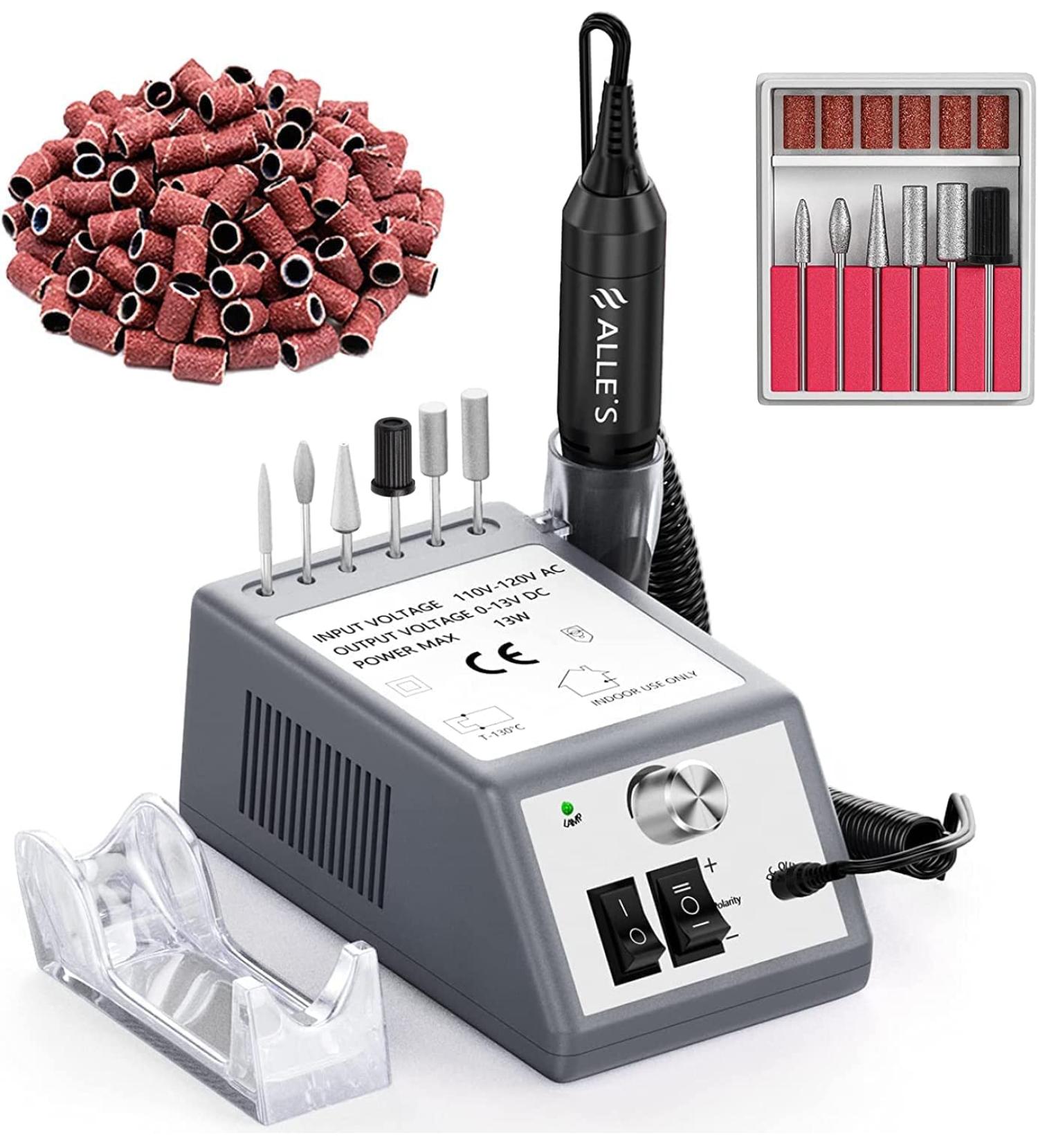 Professional Electric Nail Drill 20000 RPM Efile Manicure Grinder with Bits and Sanding Bands (Grey) - Buy Online on GoSupps.com