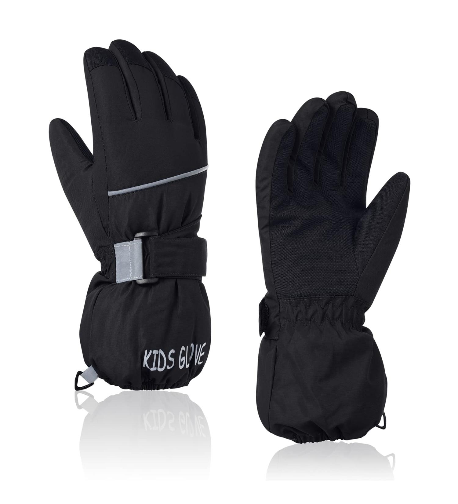 Durio Kids Waterproof Ski Gloves for Boys and Girls (7-10 Years) - Black - Buy Online on GoSupps.com