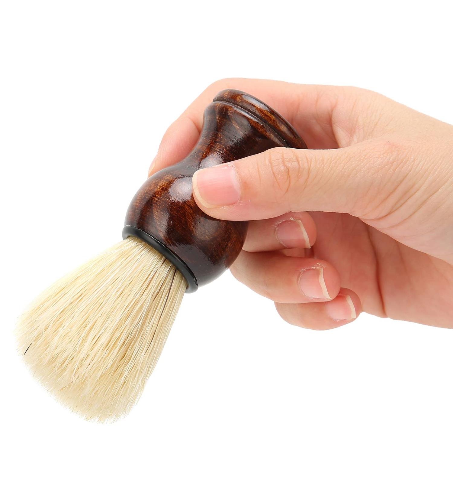 Beard Shaving Brush for Men - Lightweight Wooden Handle Grooming Tool | Versatile Neck Dust Brush for Barbers & Facial Hair Cleaning - Buy Online on GoSupps.com