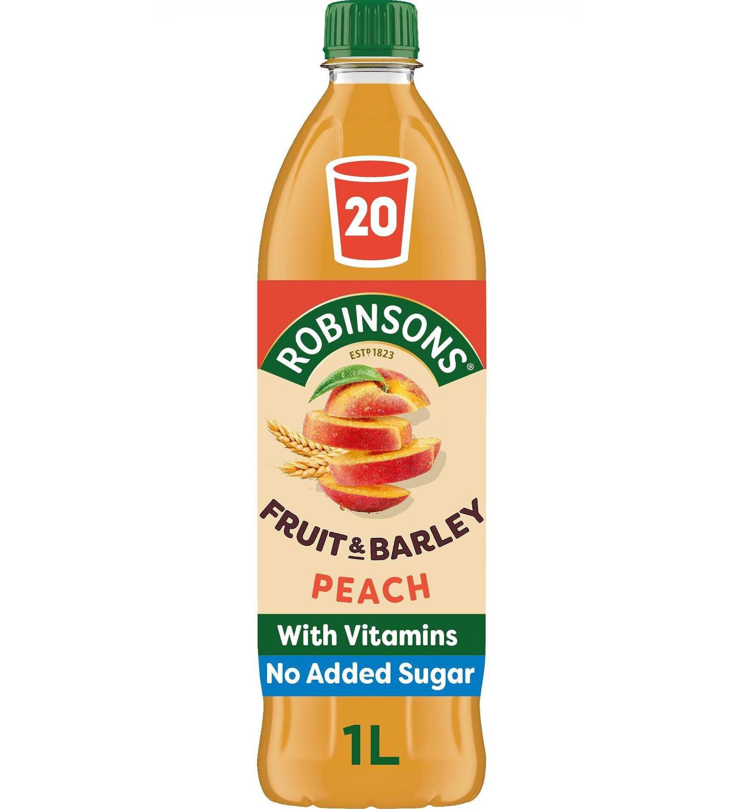 Robinsons Fruit & Barley Peach Squash 1L - Refreshing Fruit Drink - Pack of 1 - Buy Online on GoSupps.com