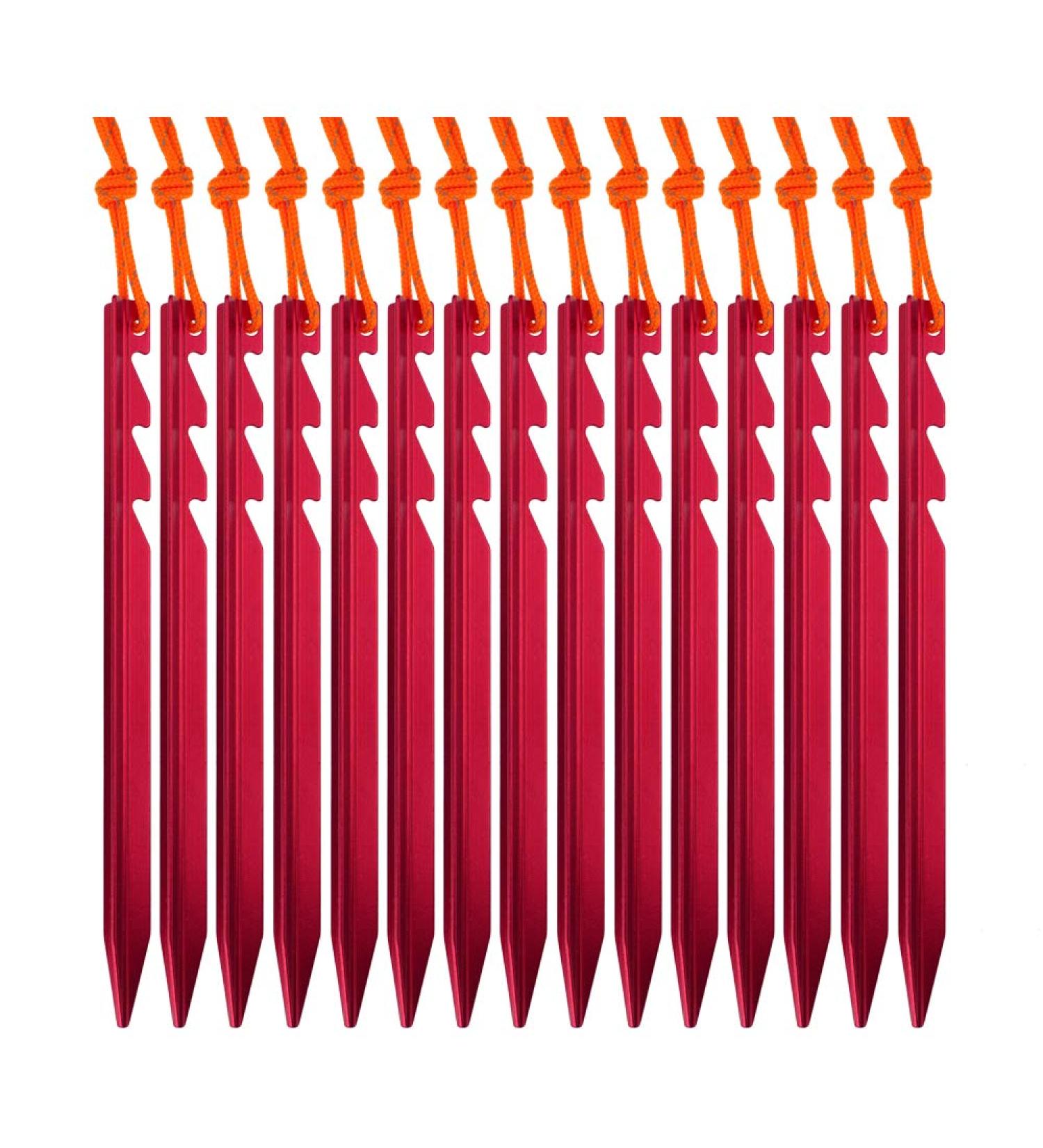 AnyGear 7075 Aluminum Tent Stakes 15-Pack - Ultralight Tri-Beam Tent Pegs with Reflective Rope - Camping & Hiking Essentials - Buy Online on GoSupps.com