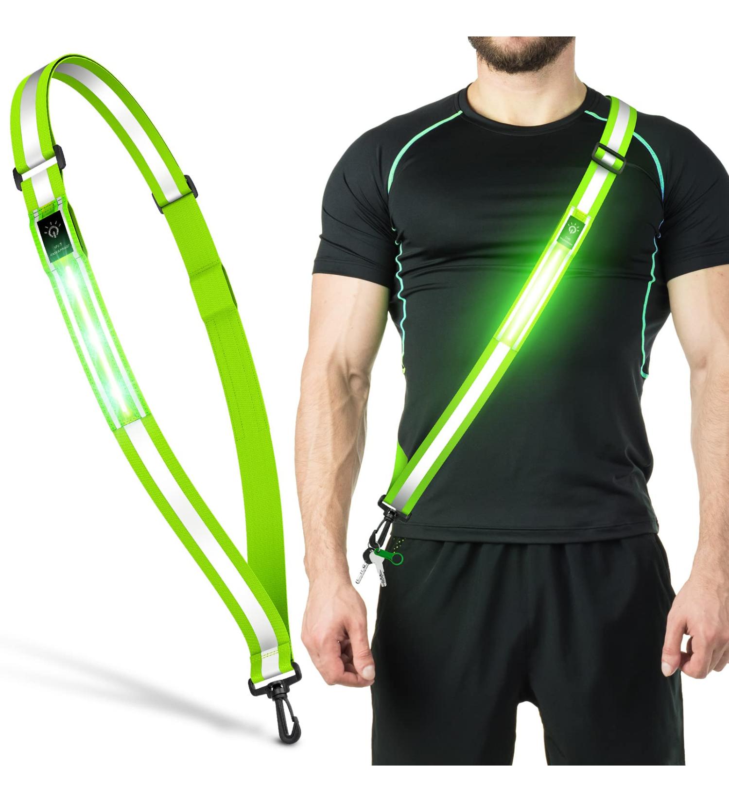Ylzzrs LED Reflective Belt Sash Walking Gear Safety Lights for Walkers at Night High Visibility Safety Rechargeable Reflective Running Gear for Men Women Kids Night Dog Walking Gear Green - Buy Online on GoSupps.com