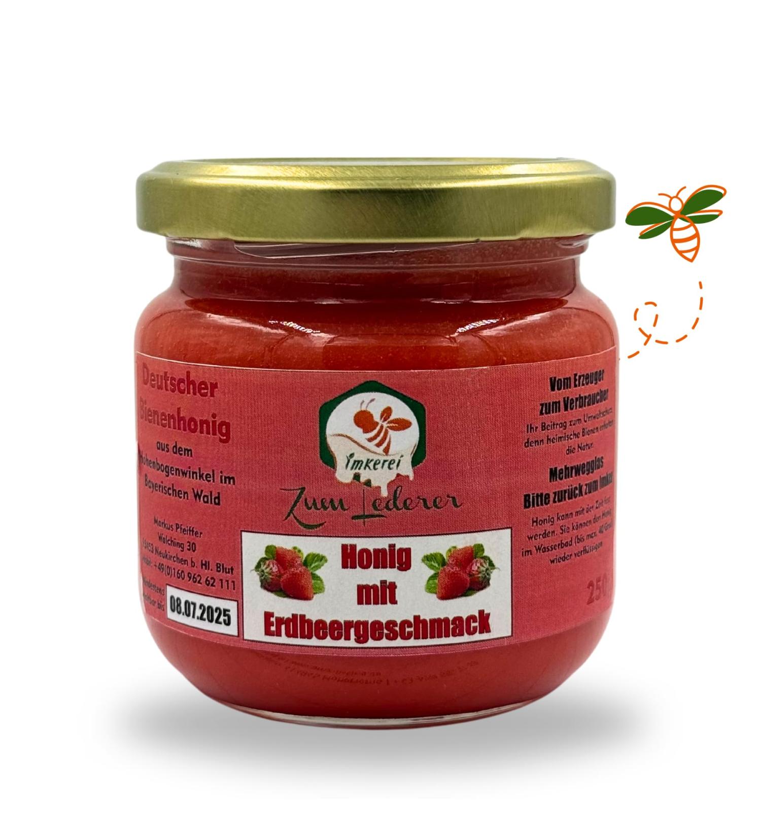 German Strawberry Honey - Creamy Sweet Spread from Zum Lederer | 250g Pure Bavarian Forest Flavor Directly from Beekeeper - Buy Online on GoSupps.com