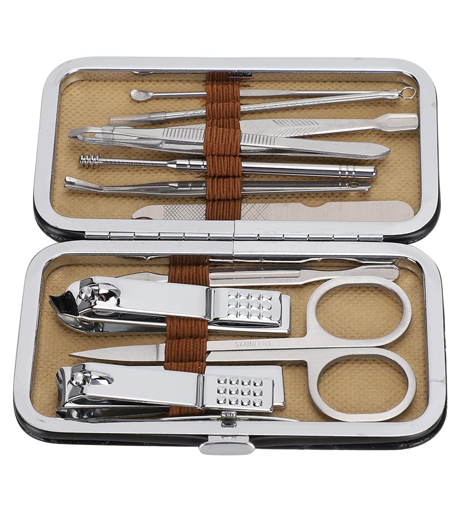 Verdant Touch Nail Clippers Kit Manicure Pedicure Nail Clippers Set 11-Piece Stainless Steel Acne Removal Tool Kit Black - Buy Online on GoSupps.com