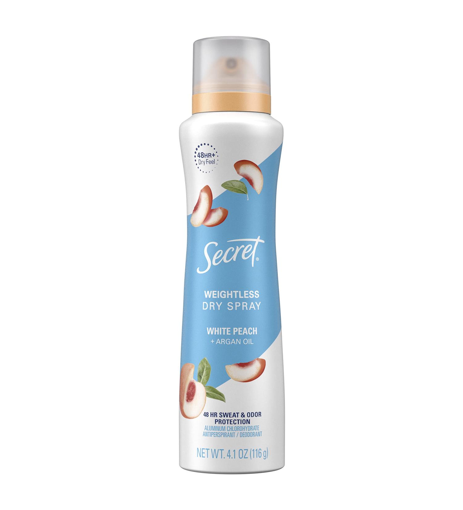 Secret Dry Spray Antiperspirant Deodorant - White Peach and Argan Oil 4.1 Ounce