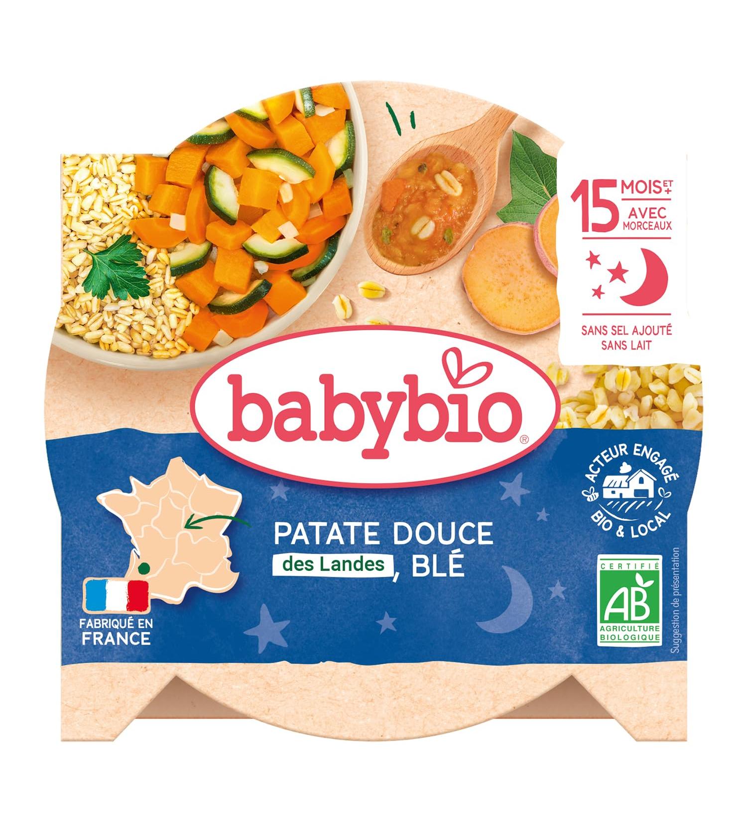 Babybio - Bonne Nuit - Assiette Marmitte du Potager Patate Douce Bl 15+ Mois 260 g Bonne Nuit 260 g (Lot de 1)