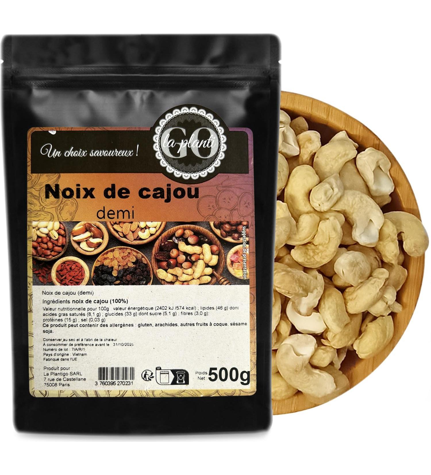 Cashew nuts (half) 500g - LA PLANTIGO - Buy Online on GoSupps.com