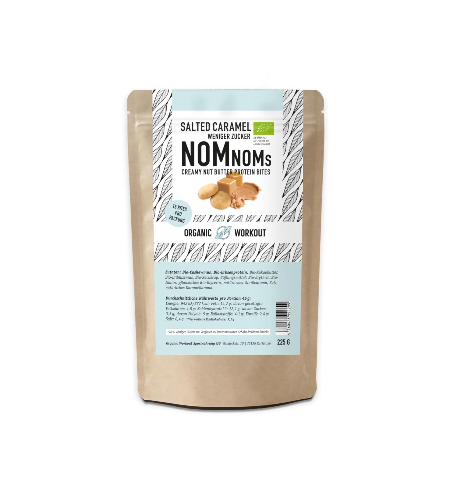 Buy Salted Caramel Nomnoms Big Pack | Organic Vegan Protein Bites (225g - 15 Bites) | Healthy Nutmus Bar Alternative - Buy Online on GoSupps.com