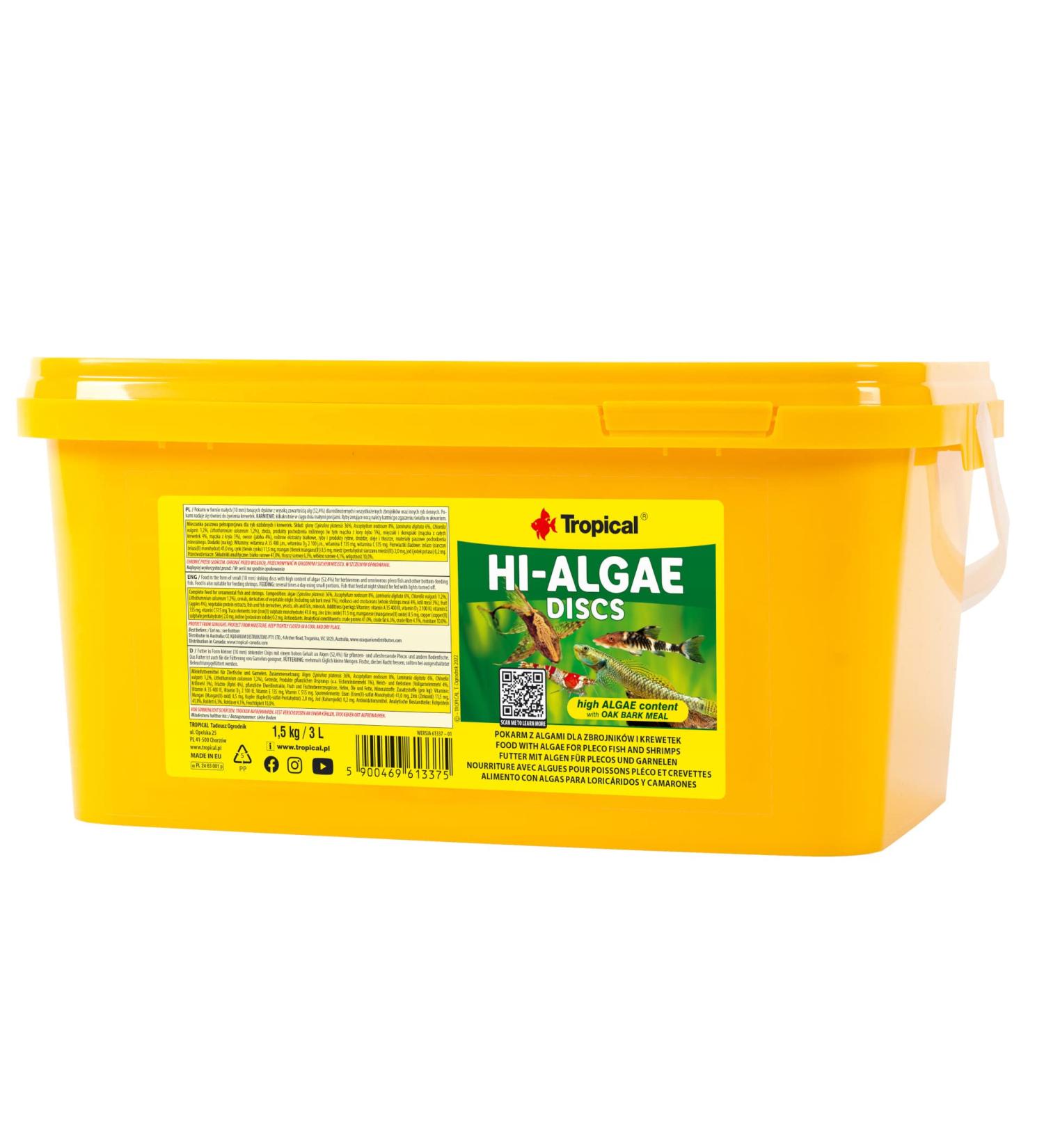 Hi-Algae Discs 3L / 1.5kg - Food with algae for pleco fish and shrimps