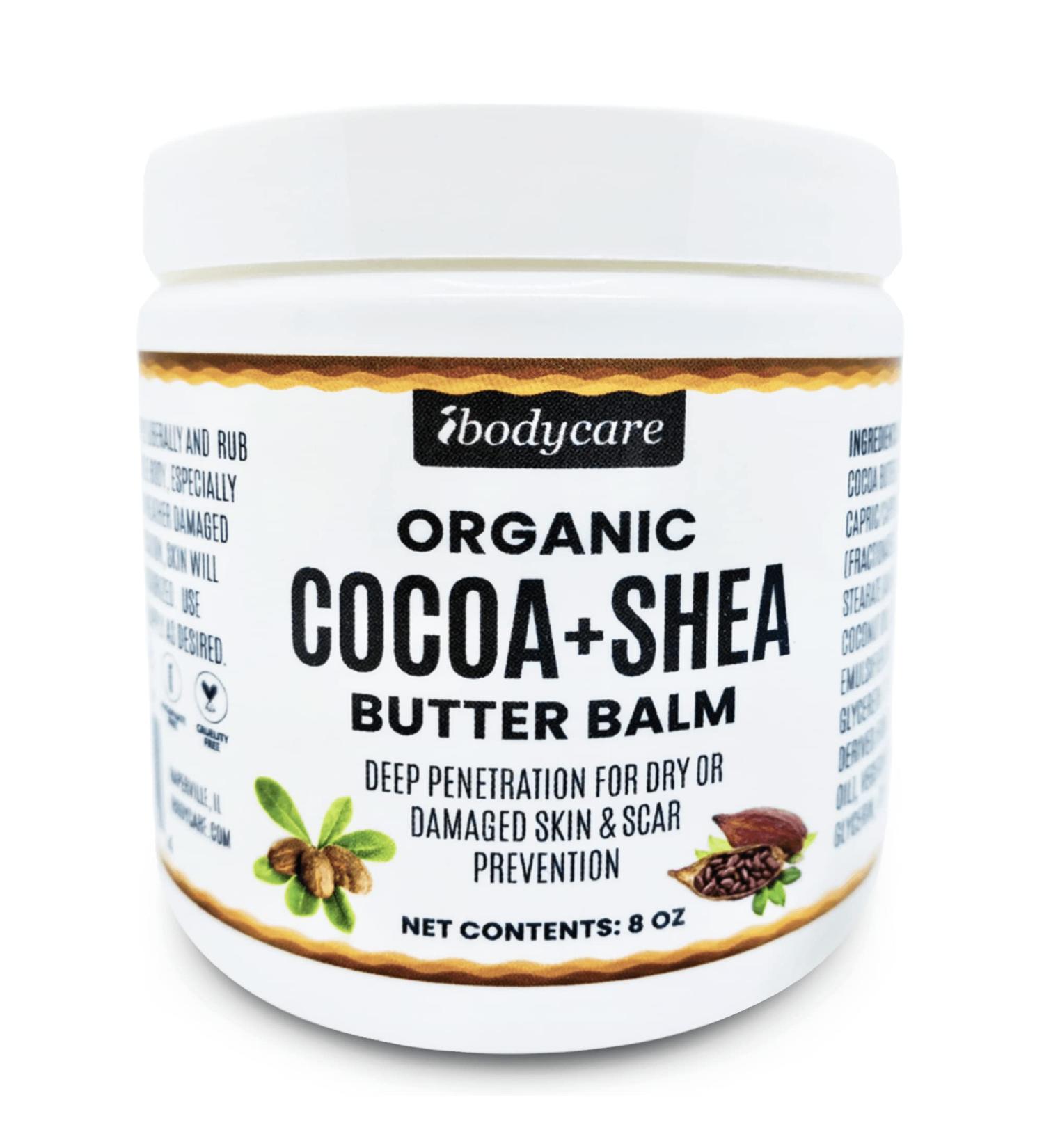 Cocoa Butter Belly & Body Balm - Organic Raw Shea & Coconut Oil | 8 oz Natural Body Butter Blend - Buy Online on GoSupps.com