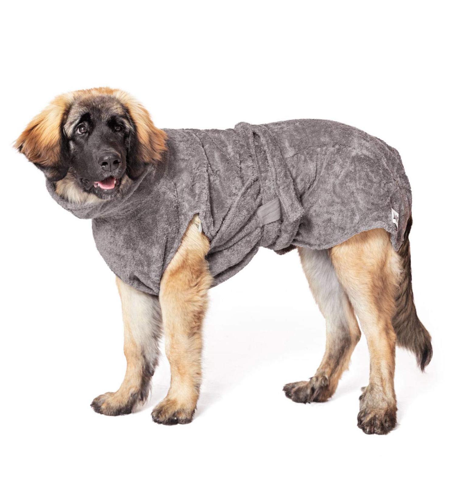 Lills Dog Bathrobe - 100% Organic Cotton Stone Grey (XL: 65 cm) | Eco-Friendly Dog Apparel - Buy Online on GoSupps.com